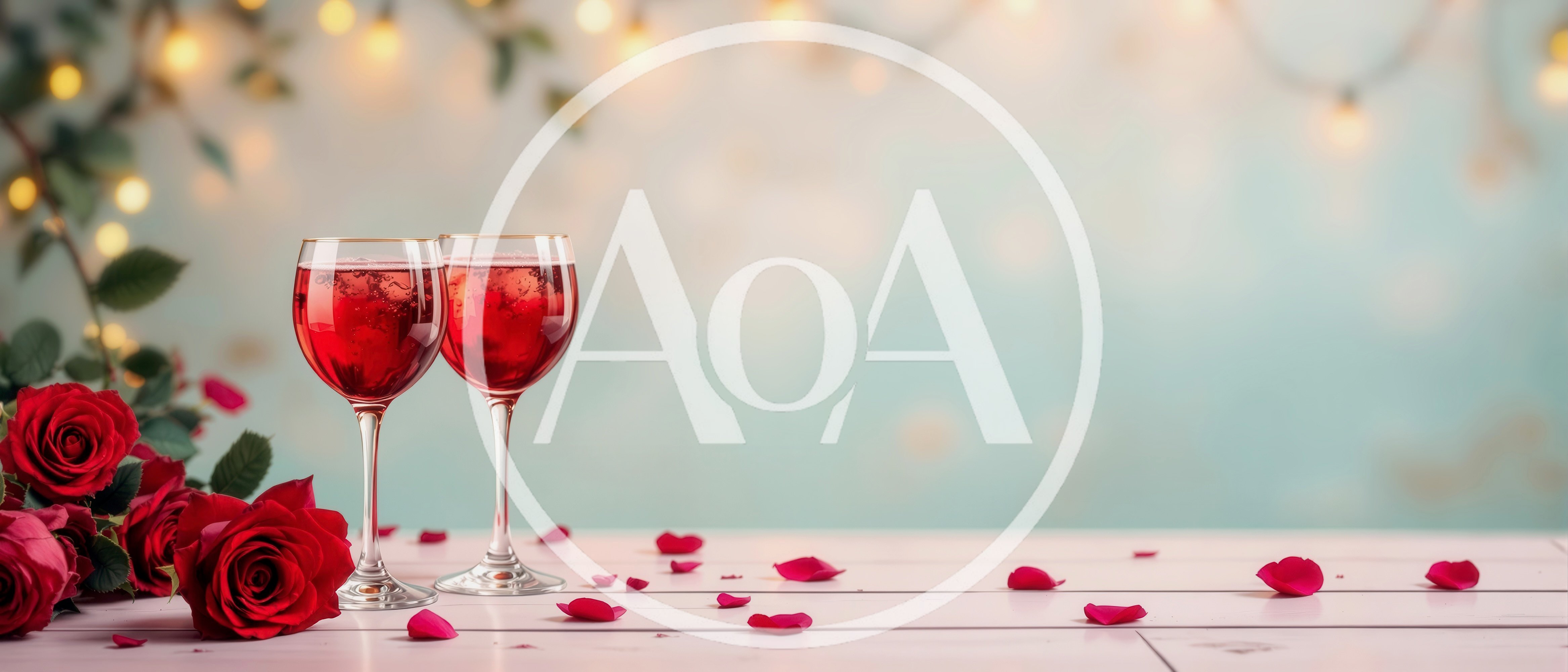 Two Glasses of Red Wine with Red Roses