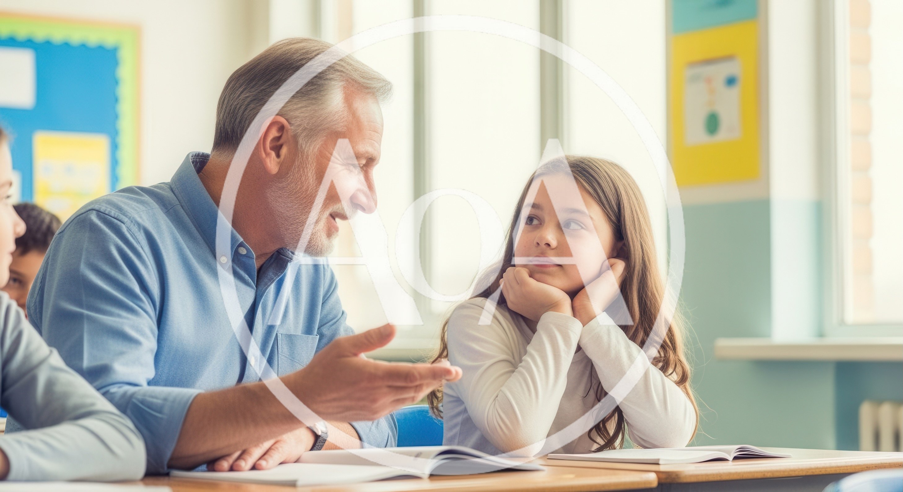 Senior Teacher Mentoring Young Student In Classroom