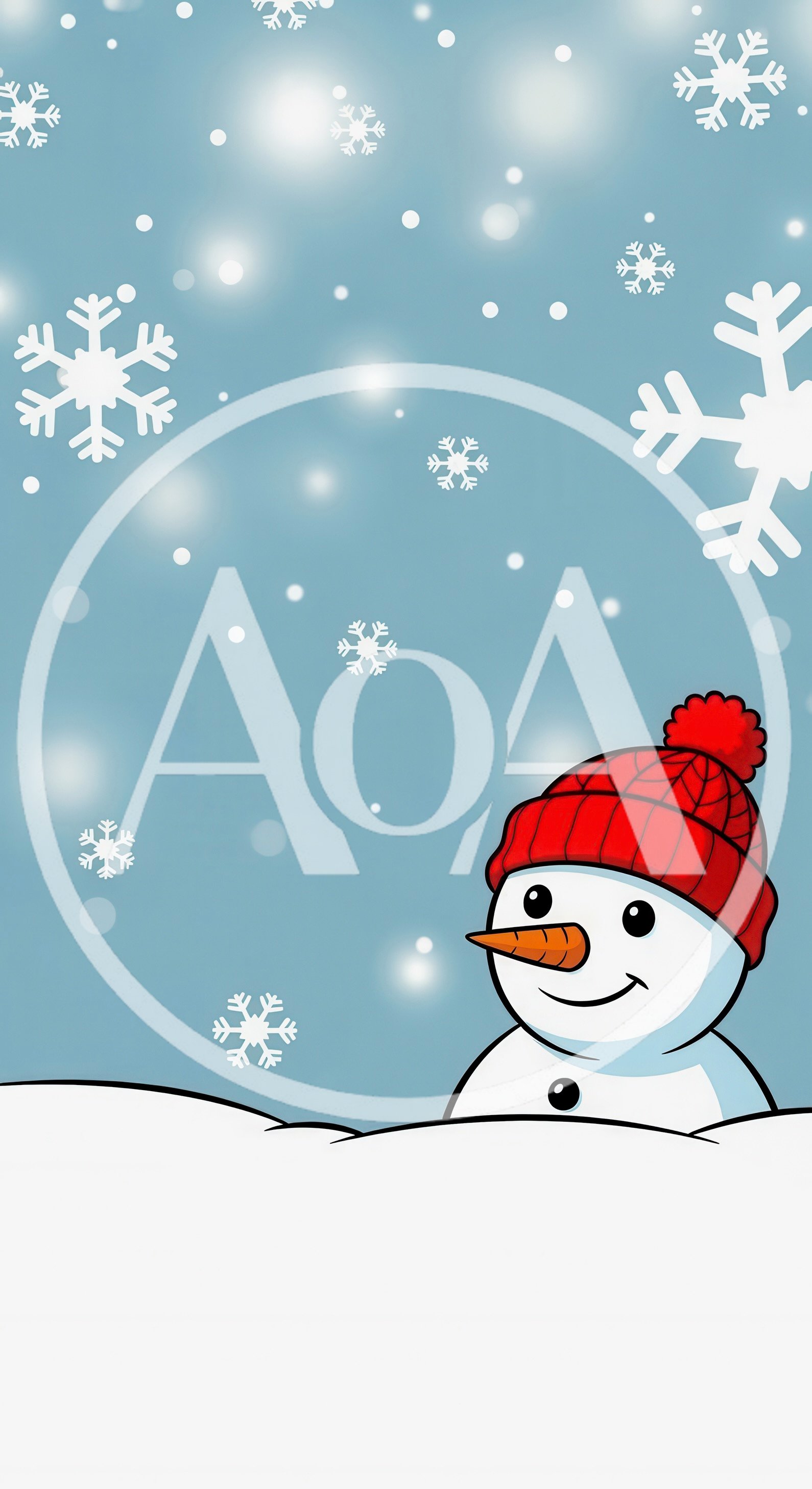 Cute Cartoon Snowman Wearing A Red Winter Hat