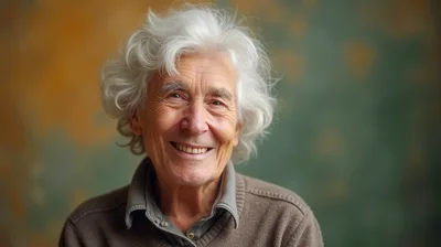 Portrait Of A Smiling Elderly Man With White Hair