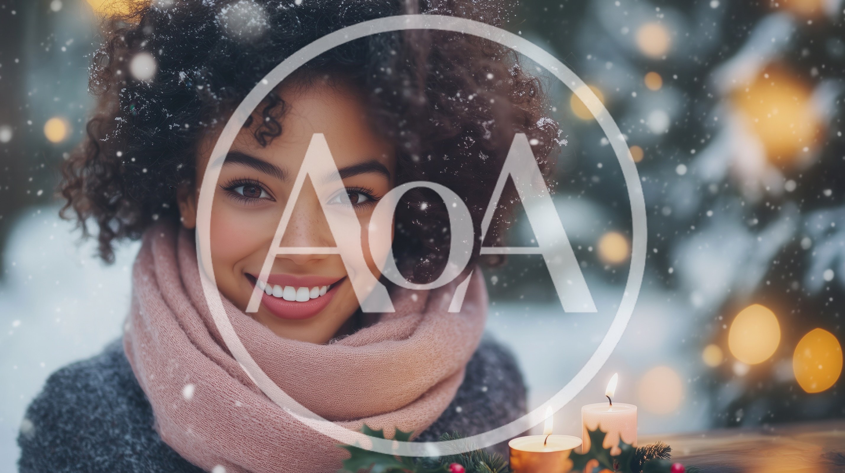 Smiling Woman With Curly Hair In Snowy Winter Setting