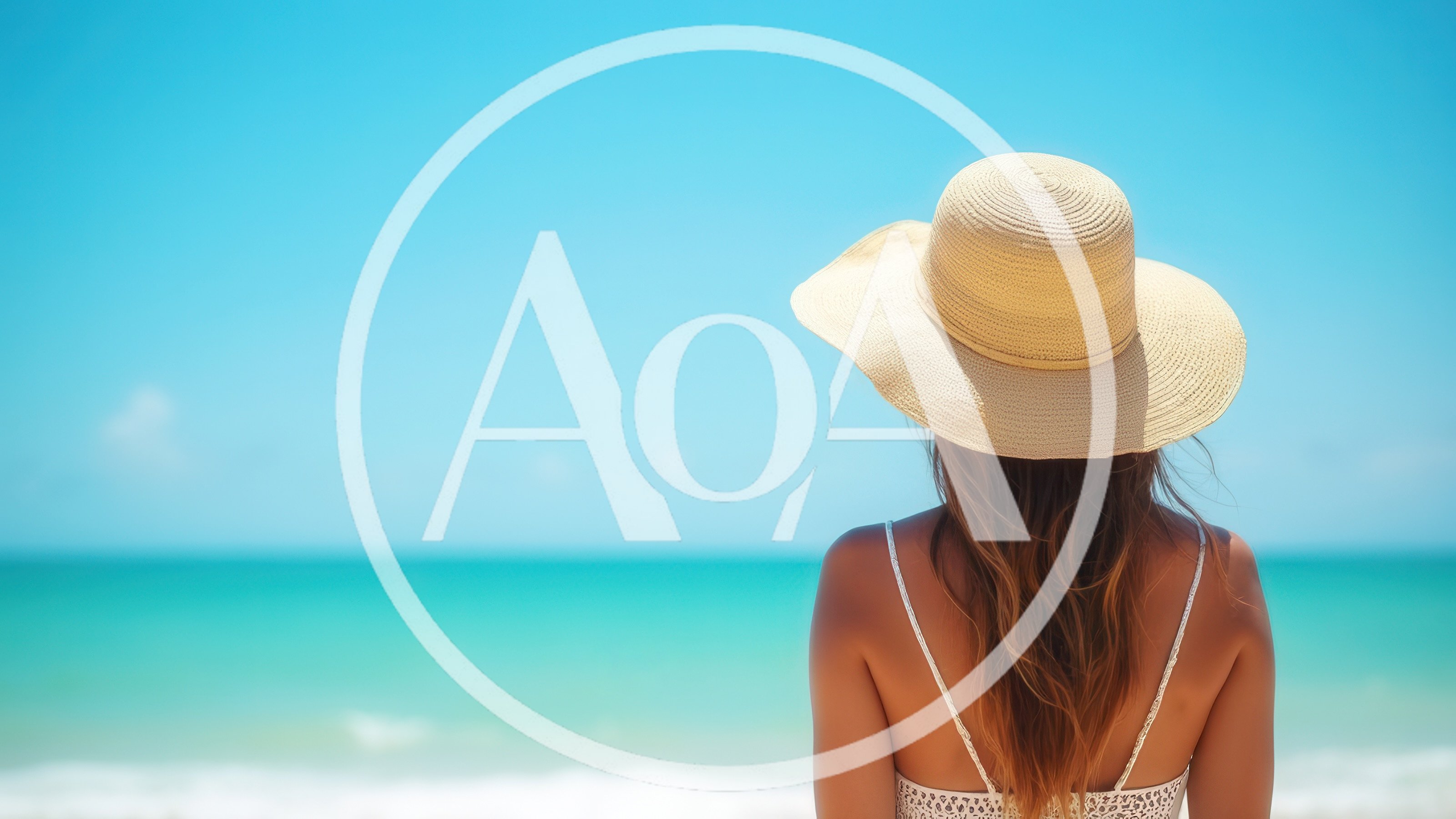 Woman Wearing Sun Hat Looking At Tropical Ocean