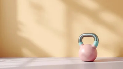 Pink Kettlebell on a Minimalist Pastel Background