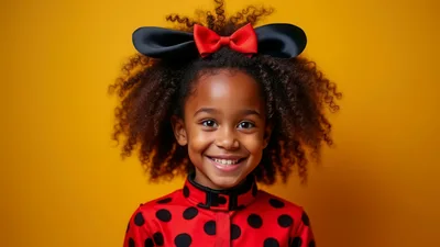 Portrait Of A Smiling Young Girl With Curly Hair