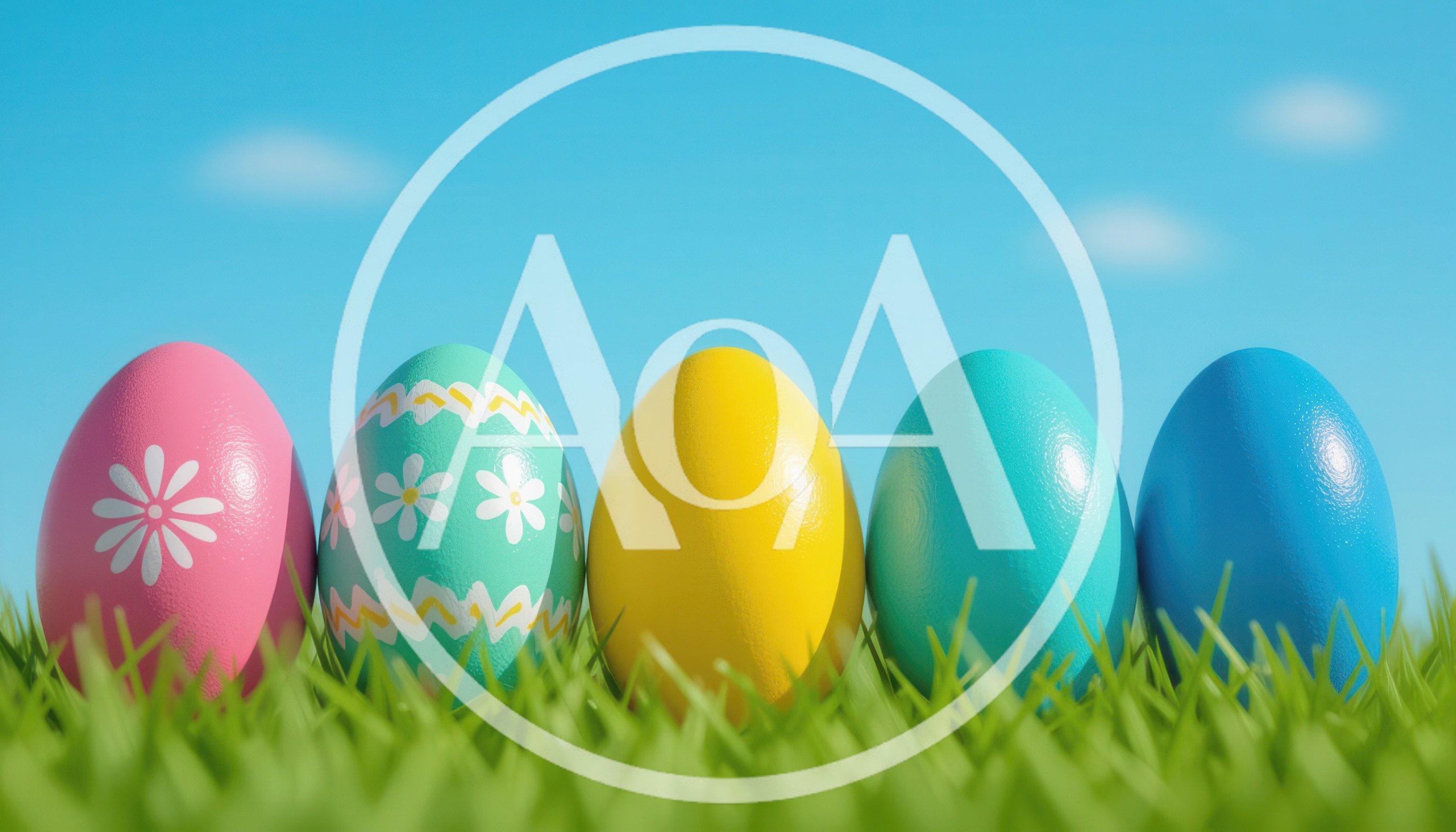 Five Colorful Easter Eggs In Green Grass