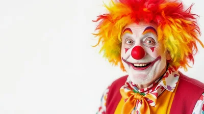 Portrait Of A Happy Clown With Colorful Wig