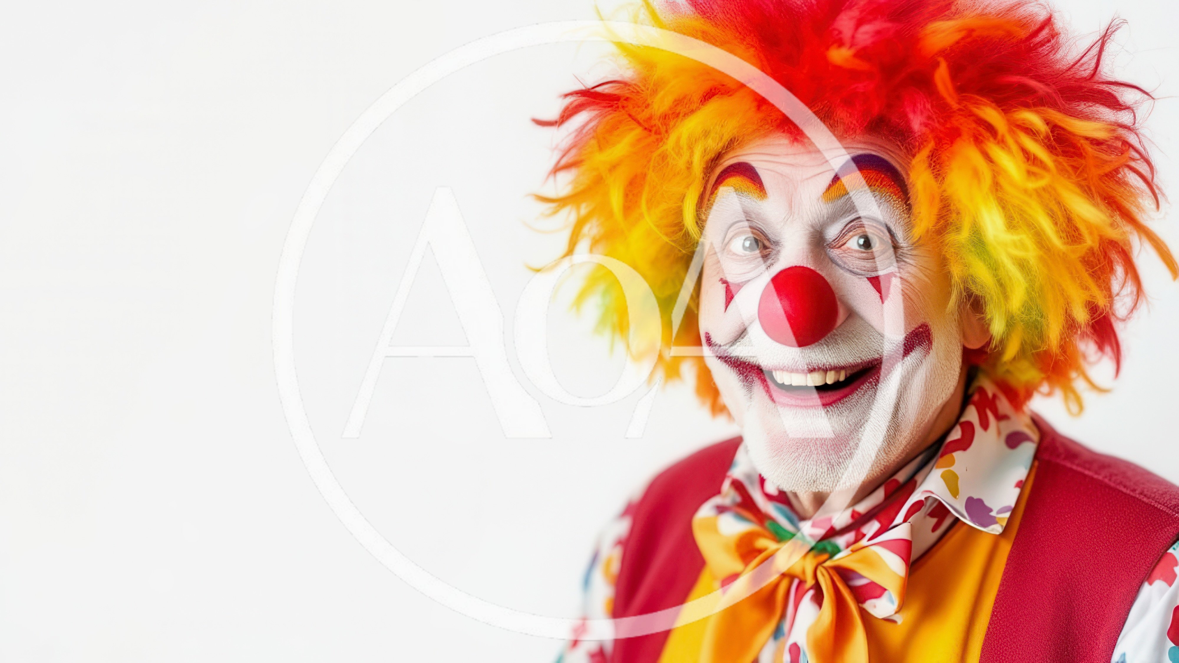 Portrait Of A Happy Clown With Colorful Wig