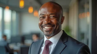 Smiling African American Businessman In Modern Office