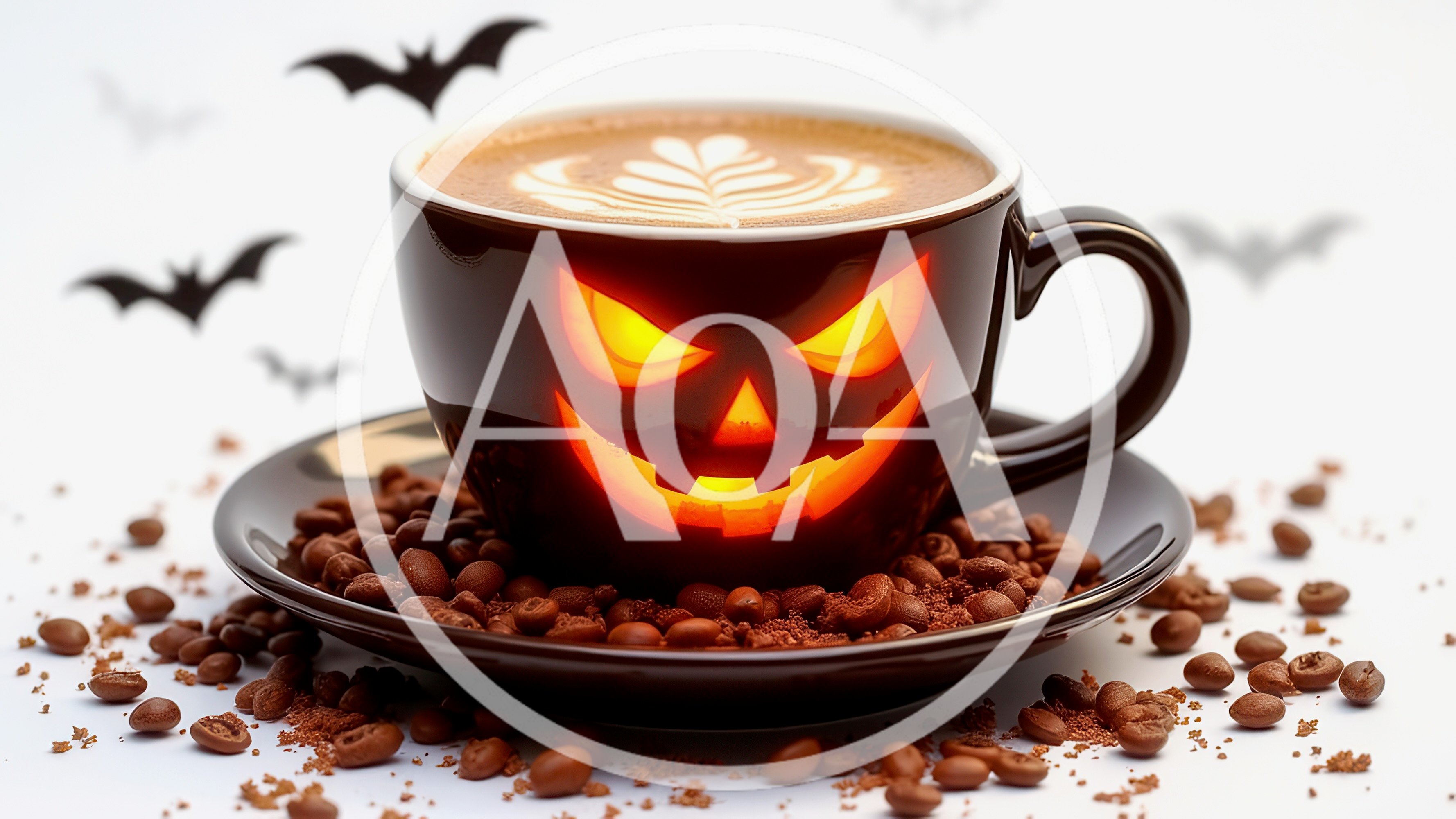 Halloween Jack O Lantern Coffee Cup With Latte Art