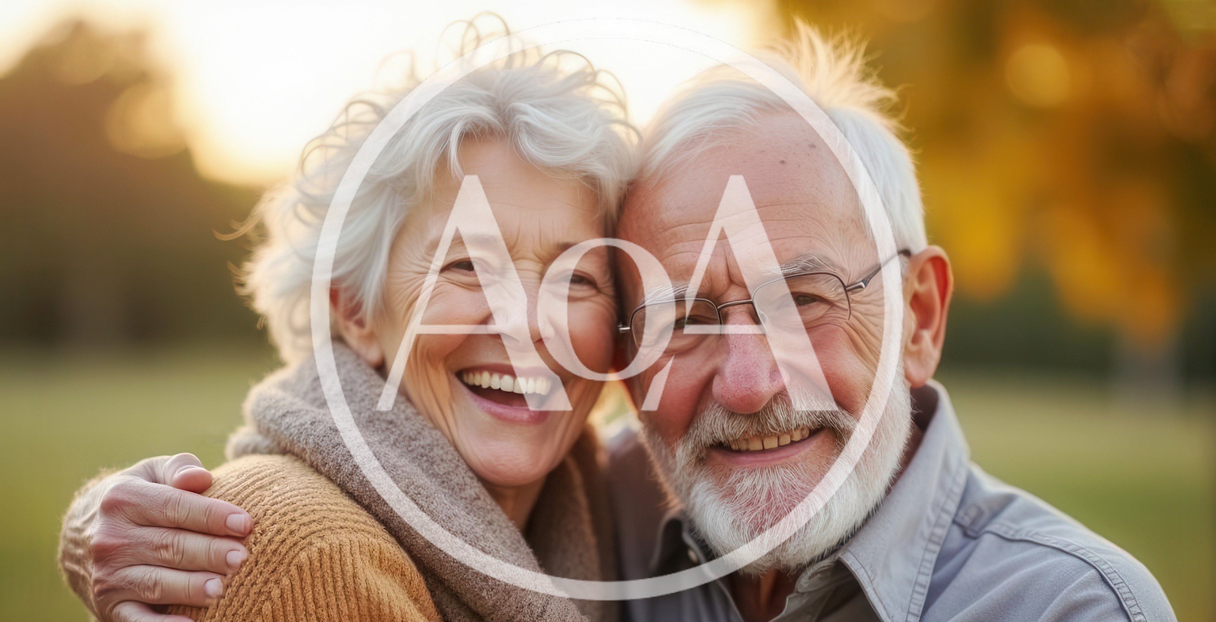 Happy Senior Couple Embracing Outdoors