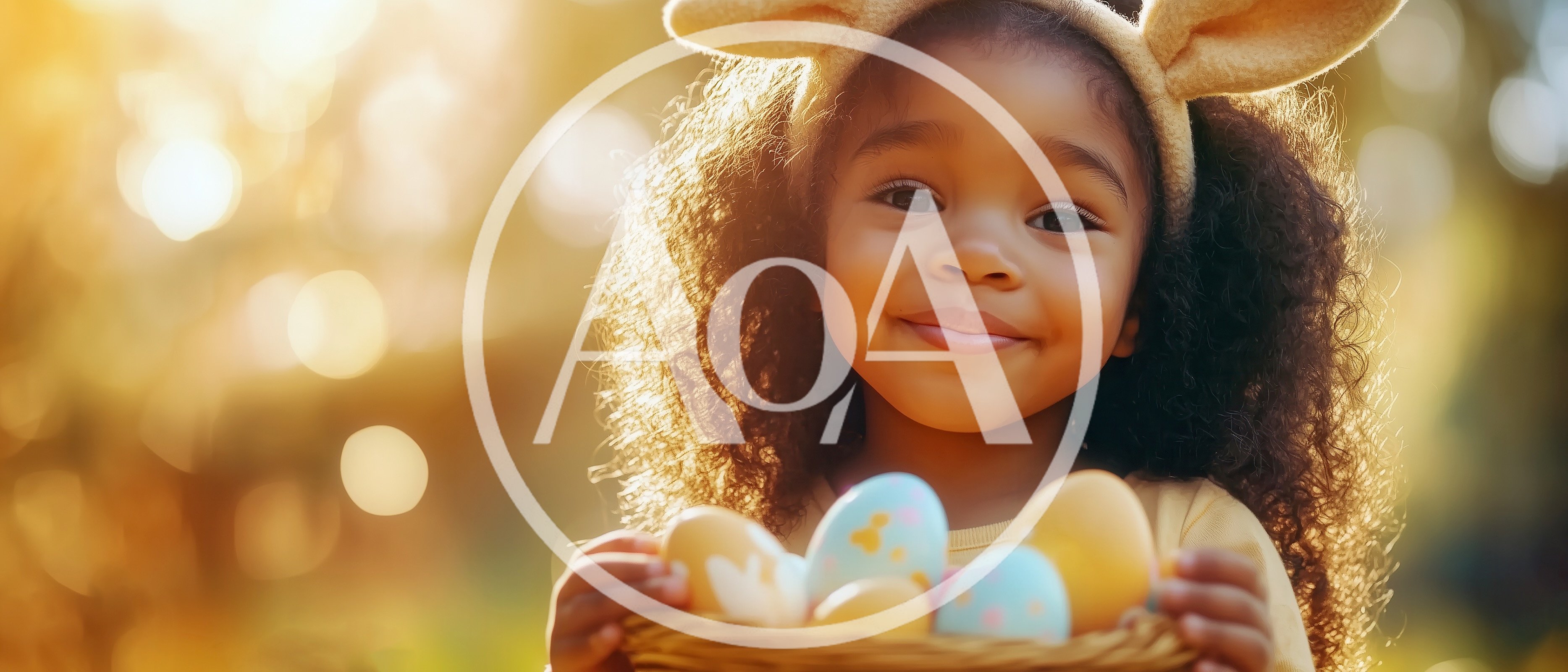 Little Girl Wearing Bunny Ears Holding Easter Basket