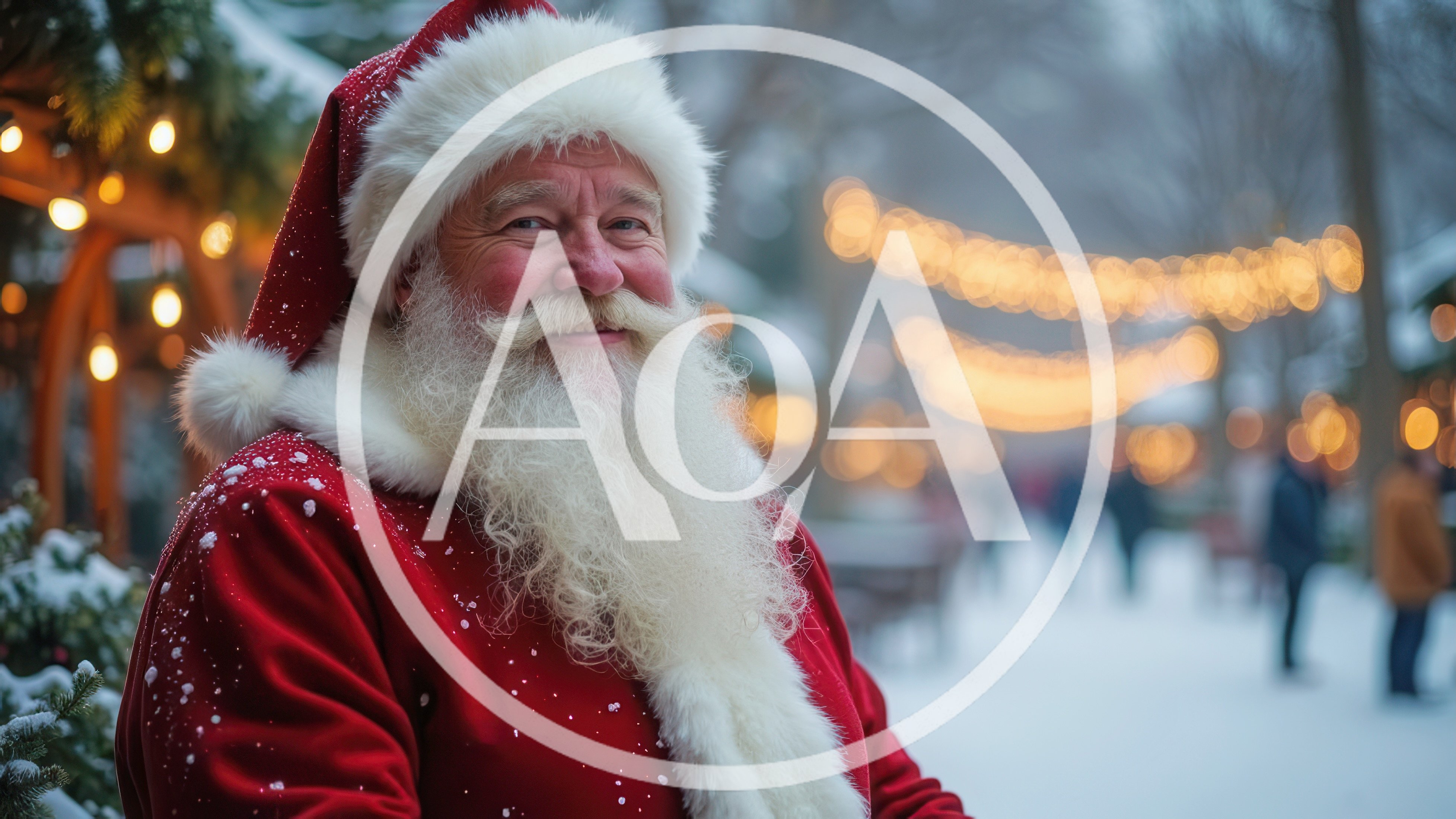 Santa Claus Smiling at a Festive Christmas Market