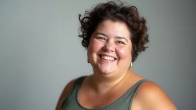 Portrait Of A Smiling Woman With Short Curly Hair