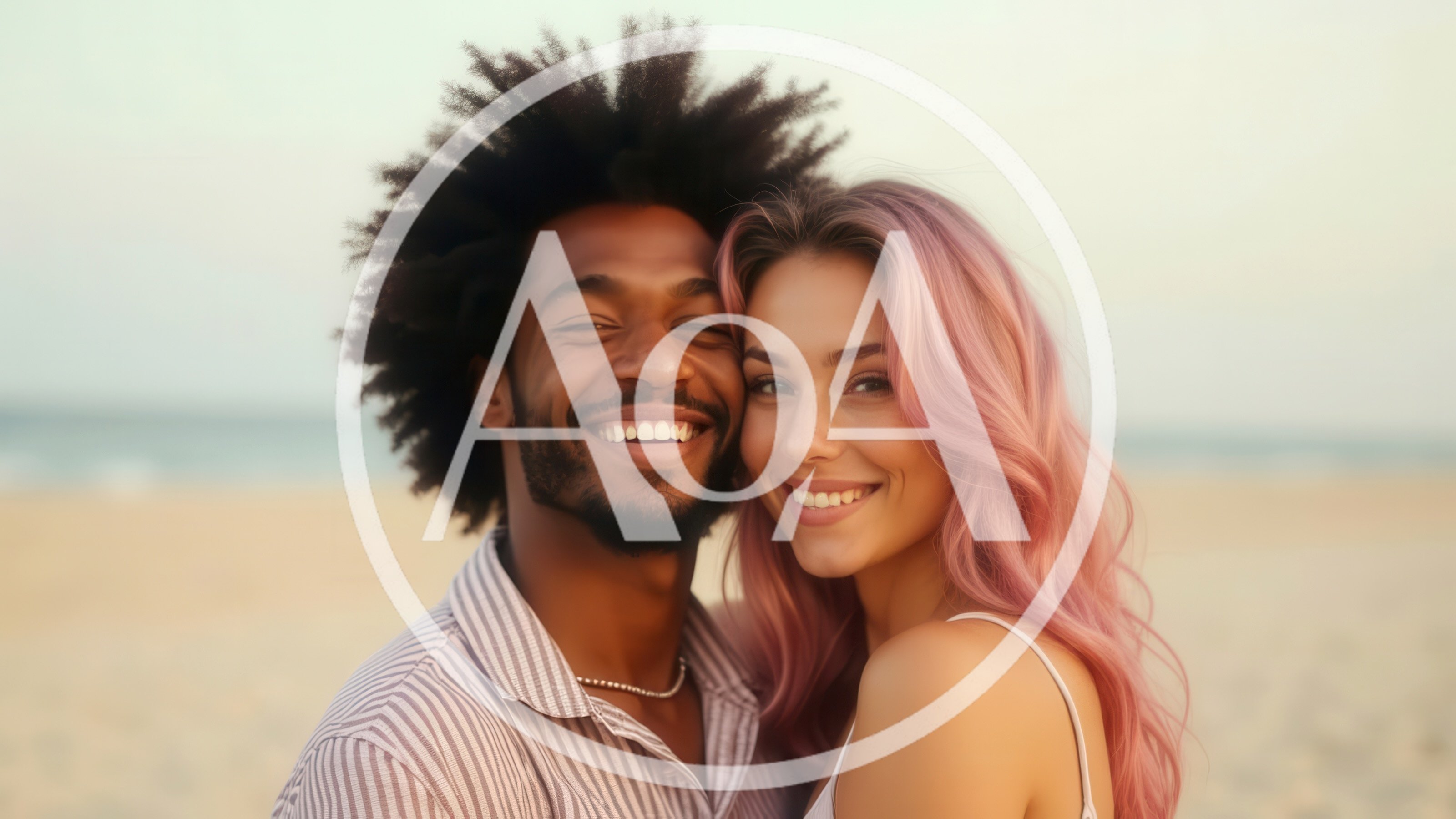 Happy Interracial Couple Smiling Together On The Beach