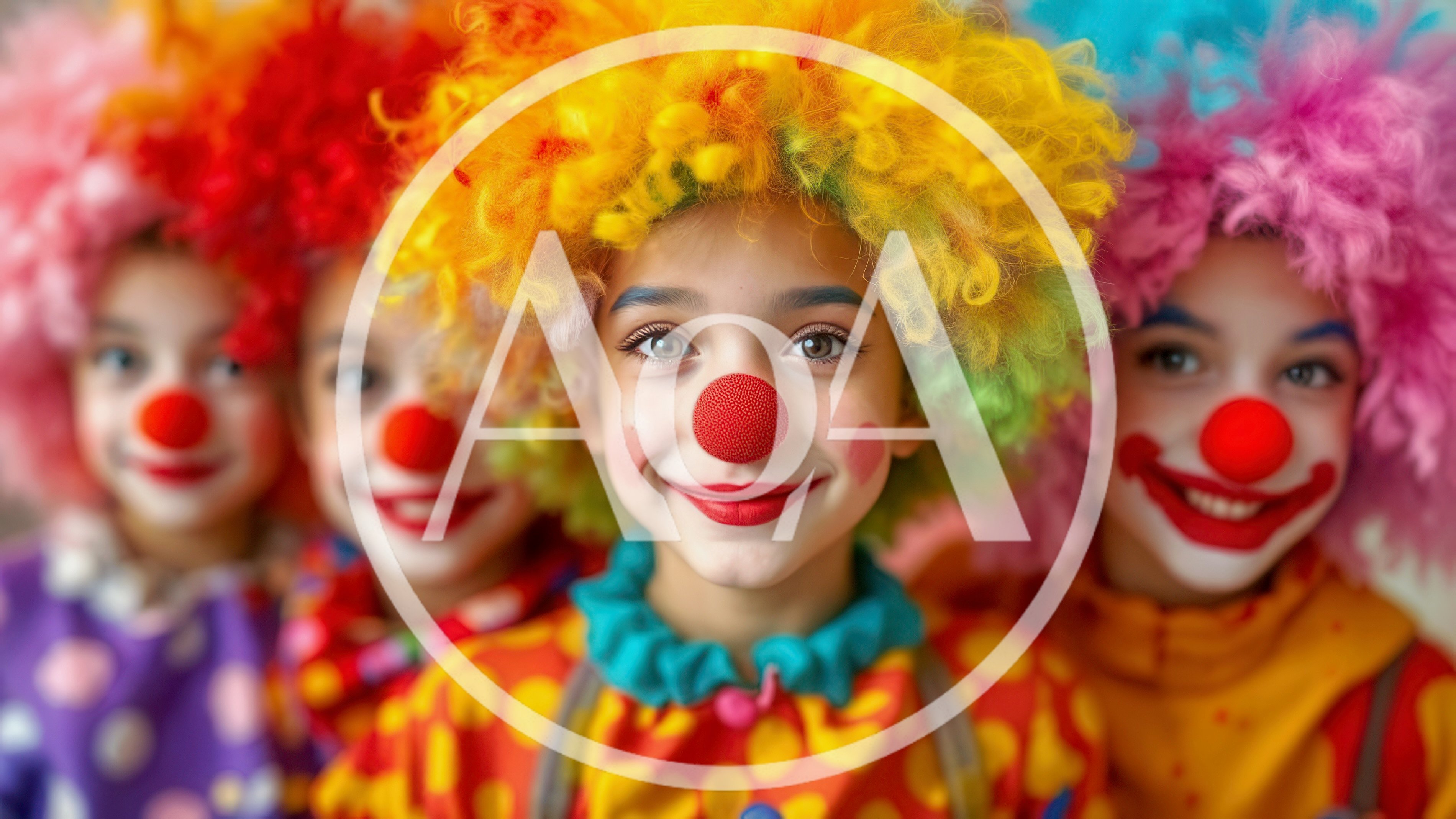 Group Of Children Dressed As Clowns