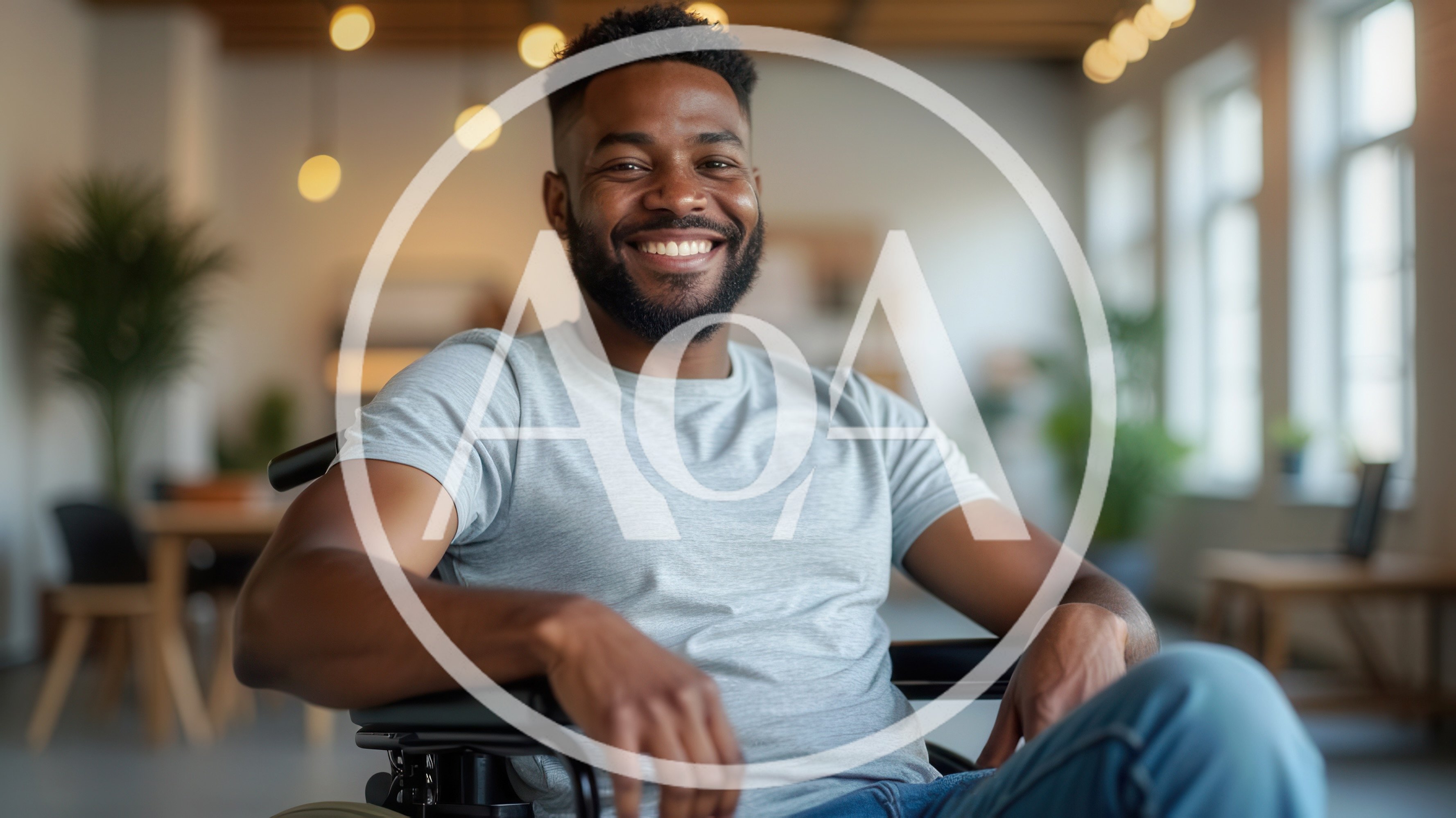 Smiling Black Man Sitting In A Wheelchair