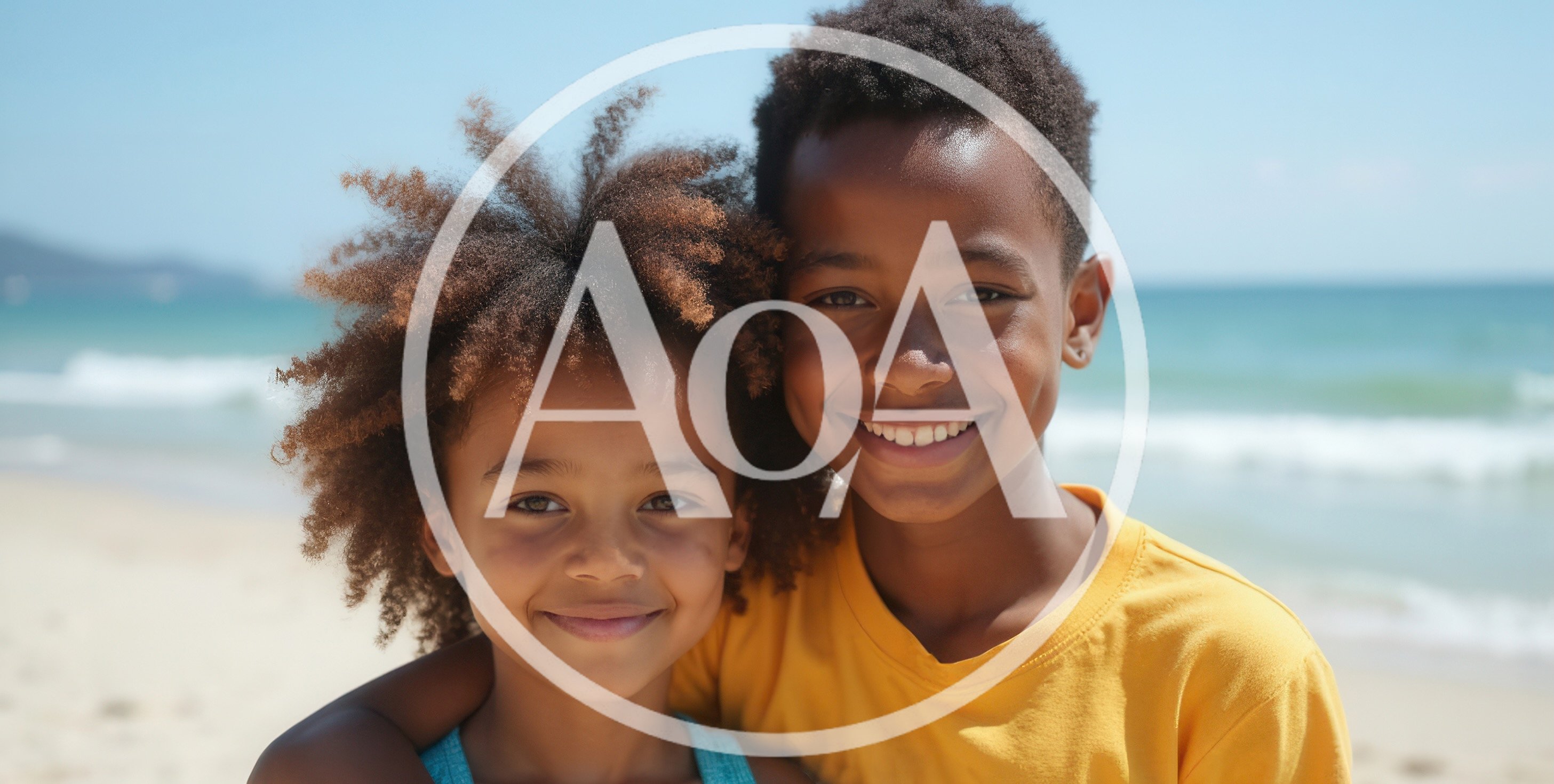 Happy Young Siblings Smiling Together On A Sunny Beach