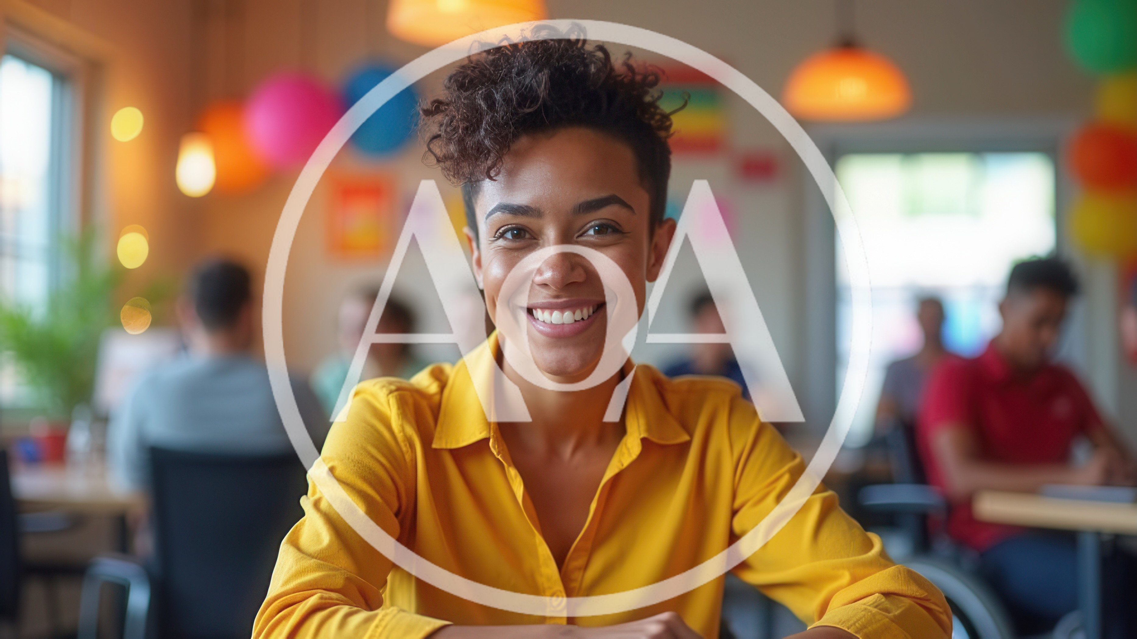 Smiling Young Woman Sitting In A Bright Office