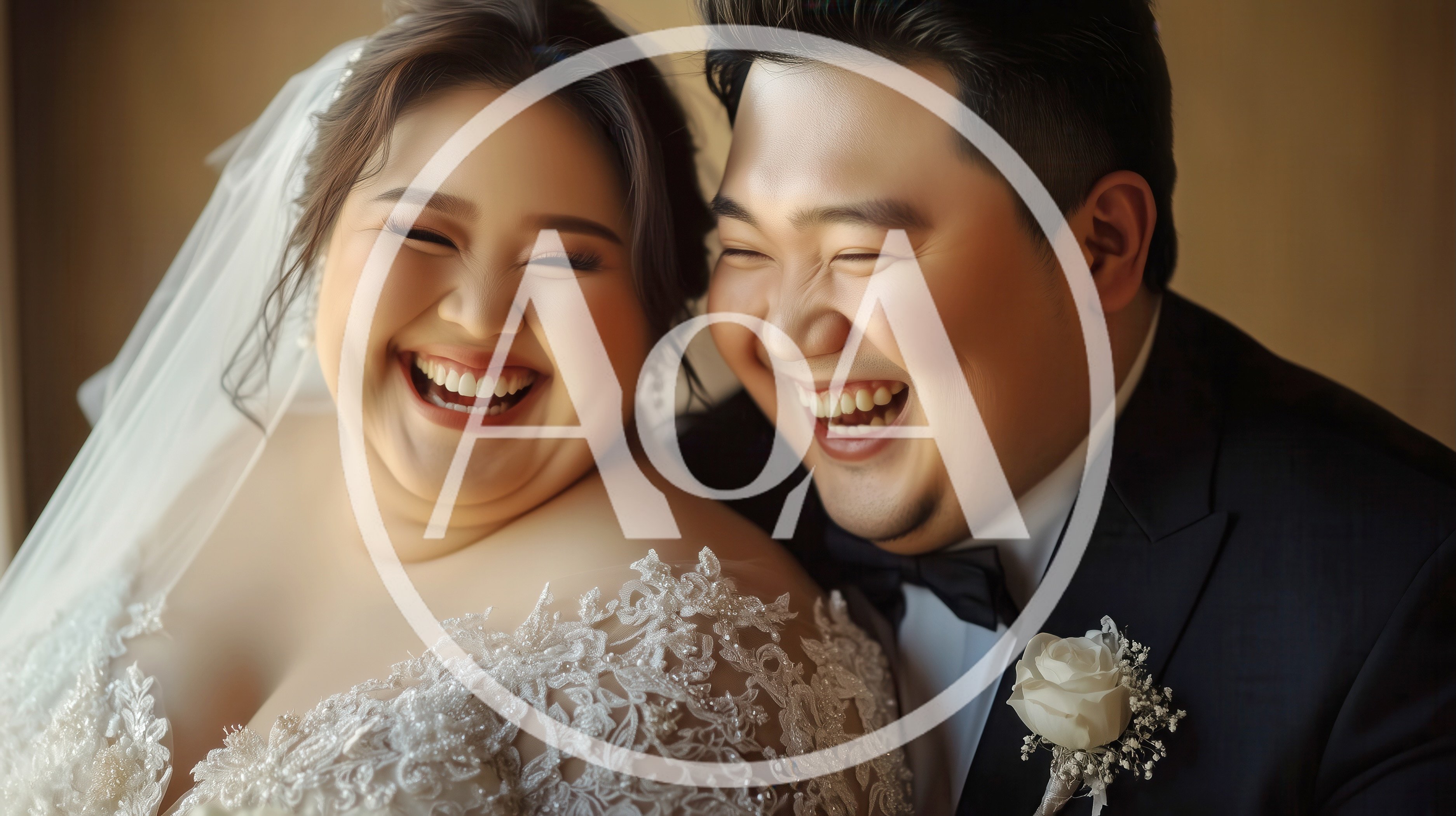 Joyful Newlywed Couple Laughing Together