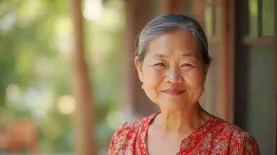 Portrait Of A Smiling Elderly Asian Woman