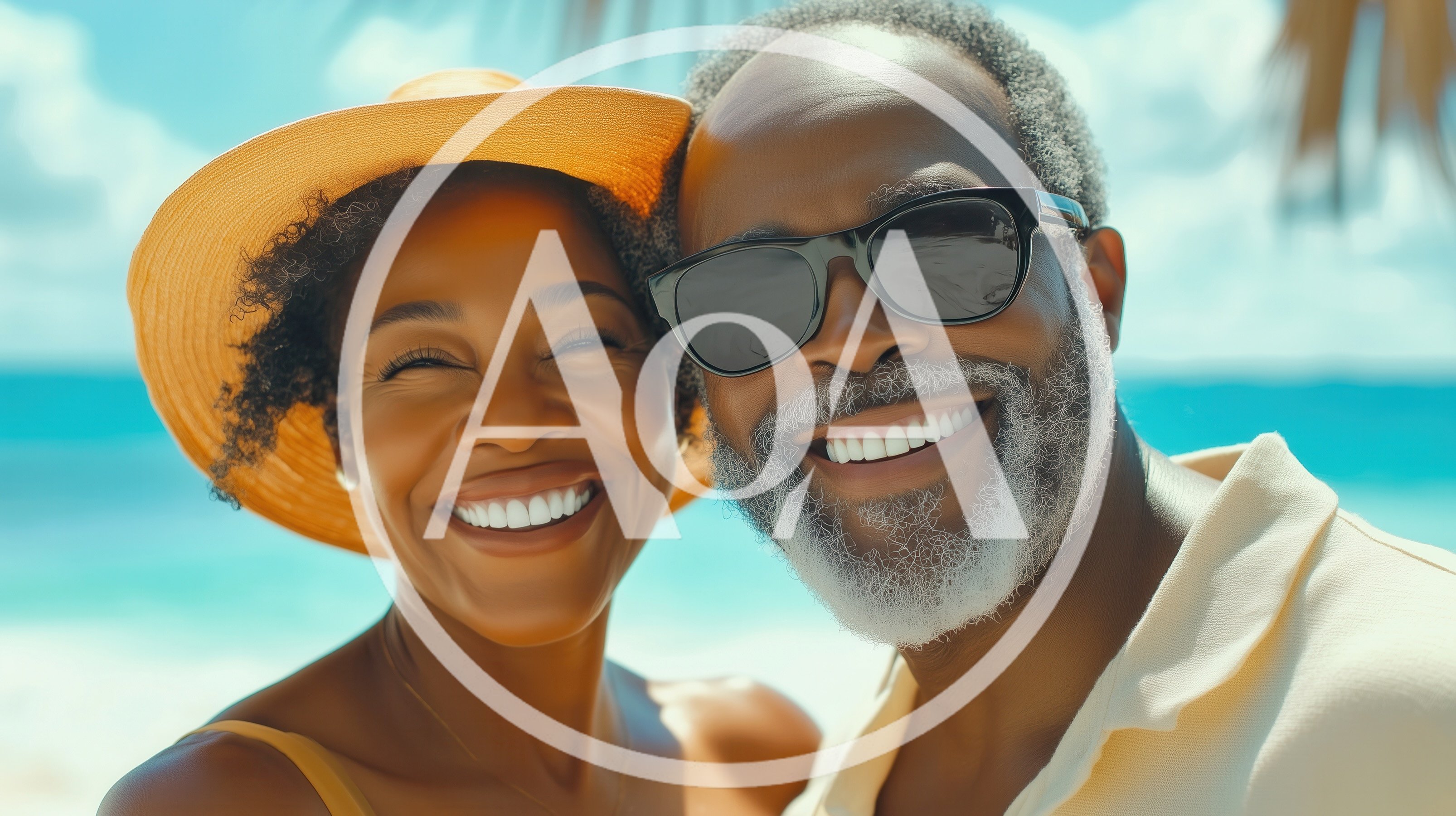 Happy Senior Couple Smiling Together On Tropical Beach