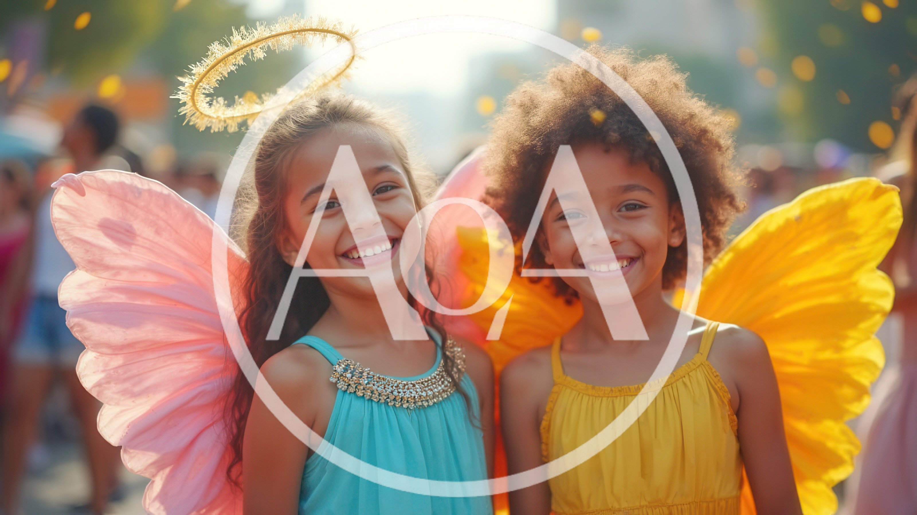 Two Young Girls Dressed As Fairies Smiling Outdoors