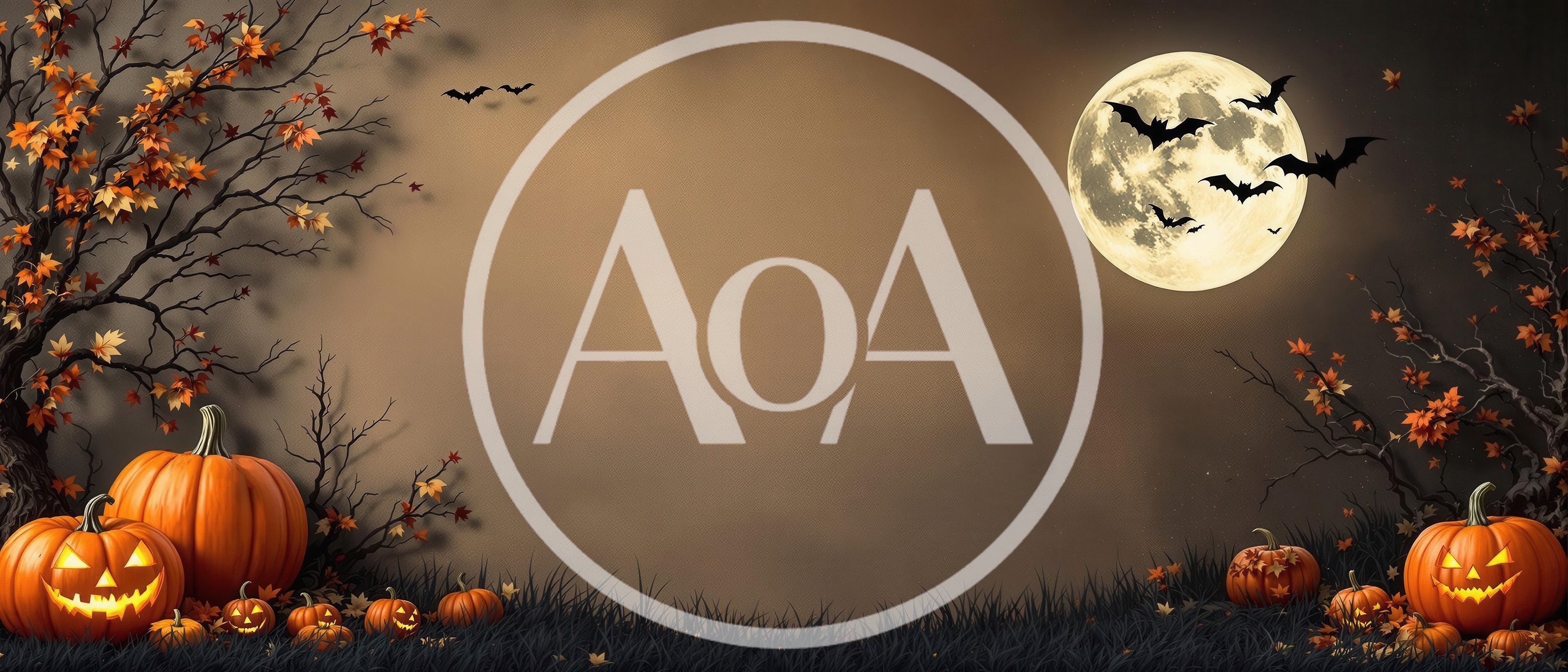 Halloween Background With Jack O Lanterns And Full Moon