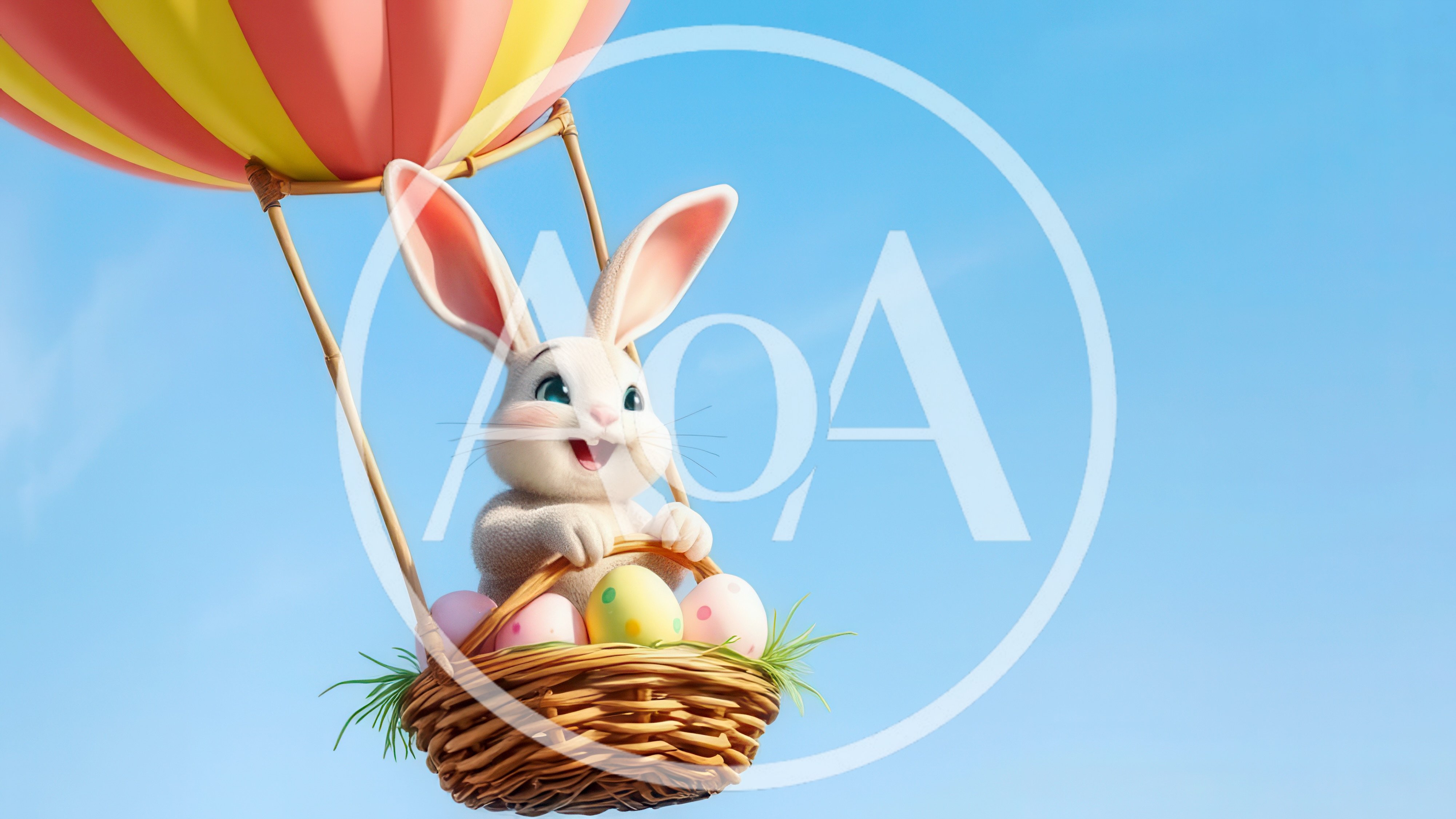 Easter Bunny Riding In A Hot Air Balloon