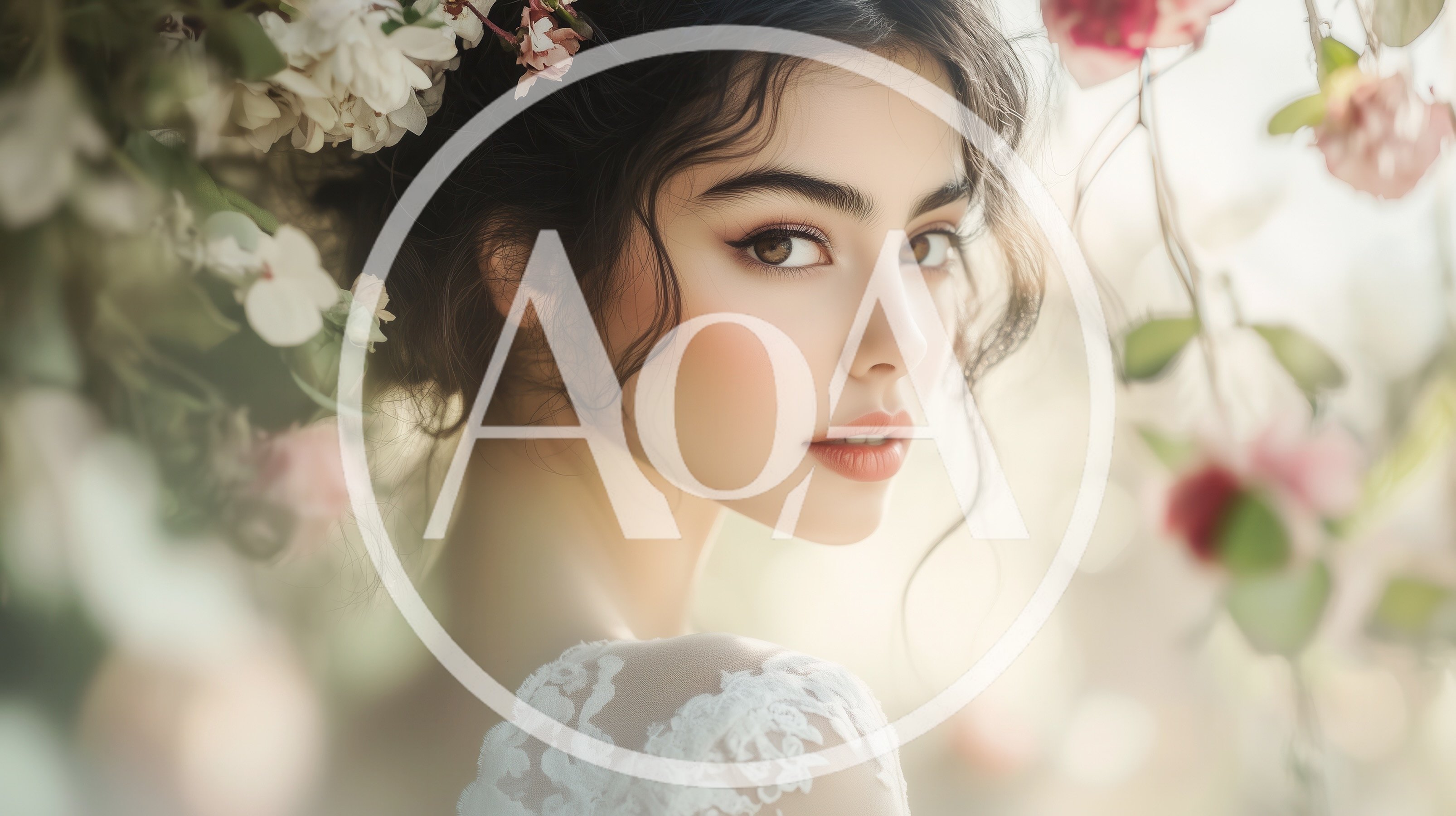 Portrait Of A Beautiful Bride Surrounded By Flowers