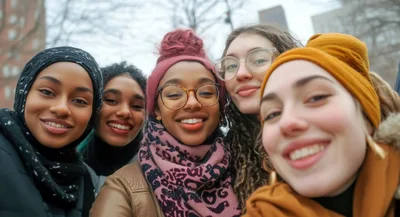 Diverse Group Of Young Women Taking A Selfie