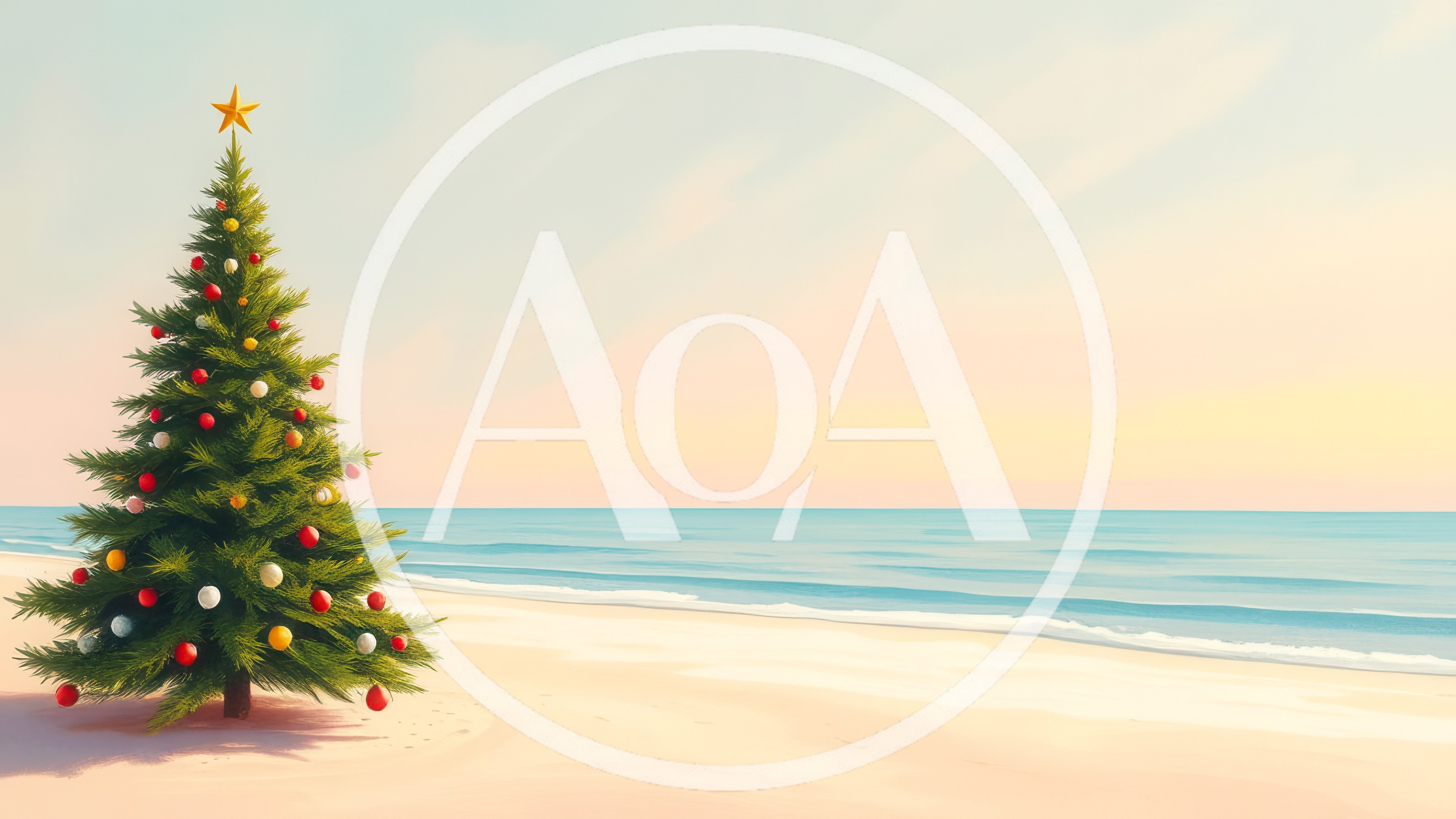 Decorated Christmas Tree Standing On A Tropical Beach