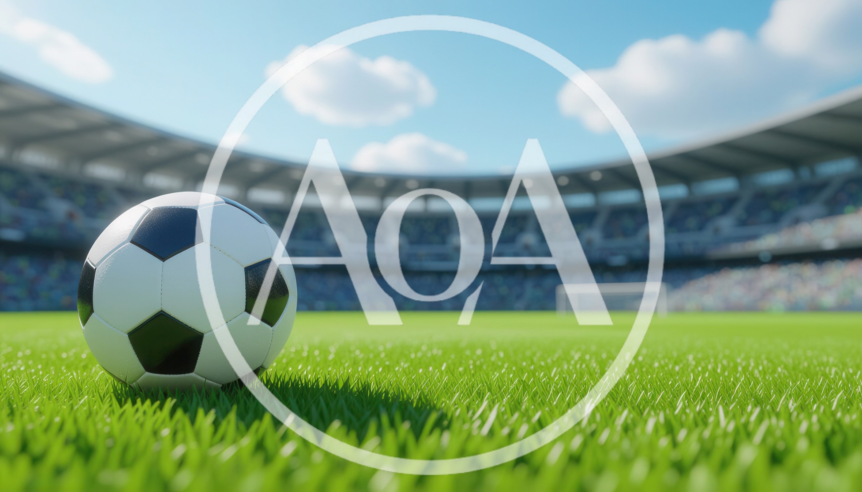 Soccer Ball Resting On Stadium Grass