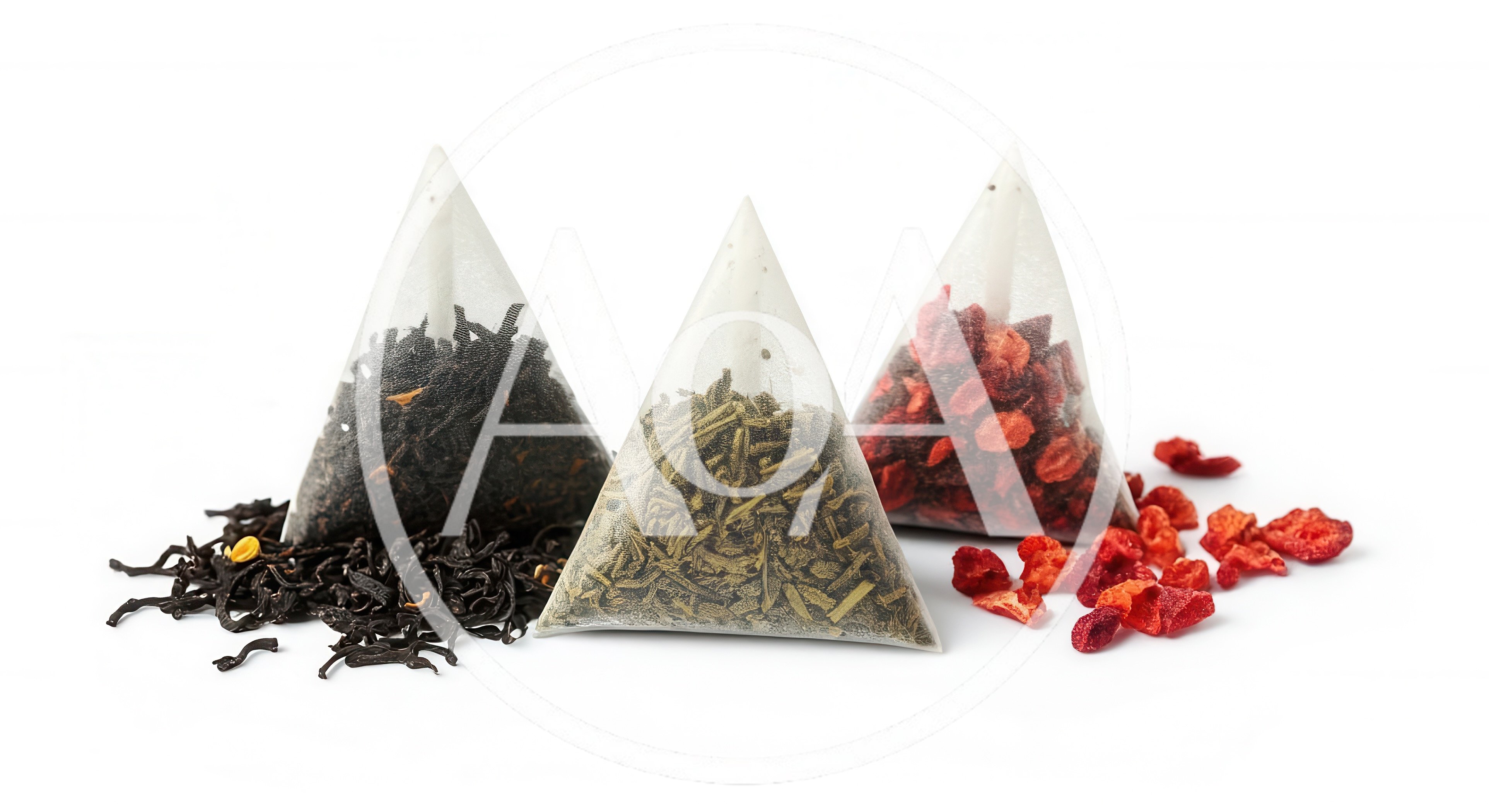 Three Pyramid Tea Bags With Loose Leaf Tea