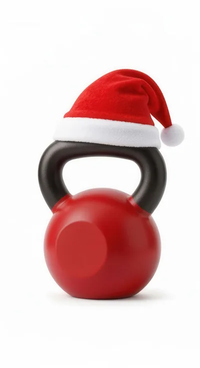 Red Kettlebell Wearing A Santa Hat