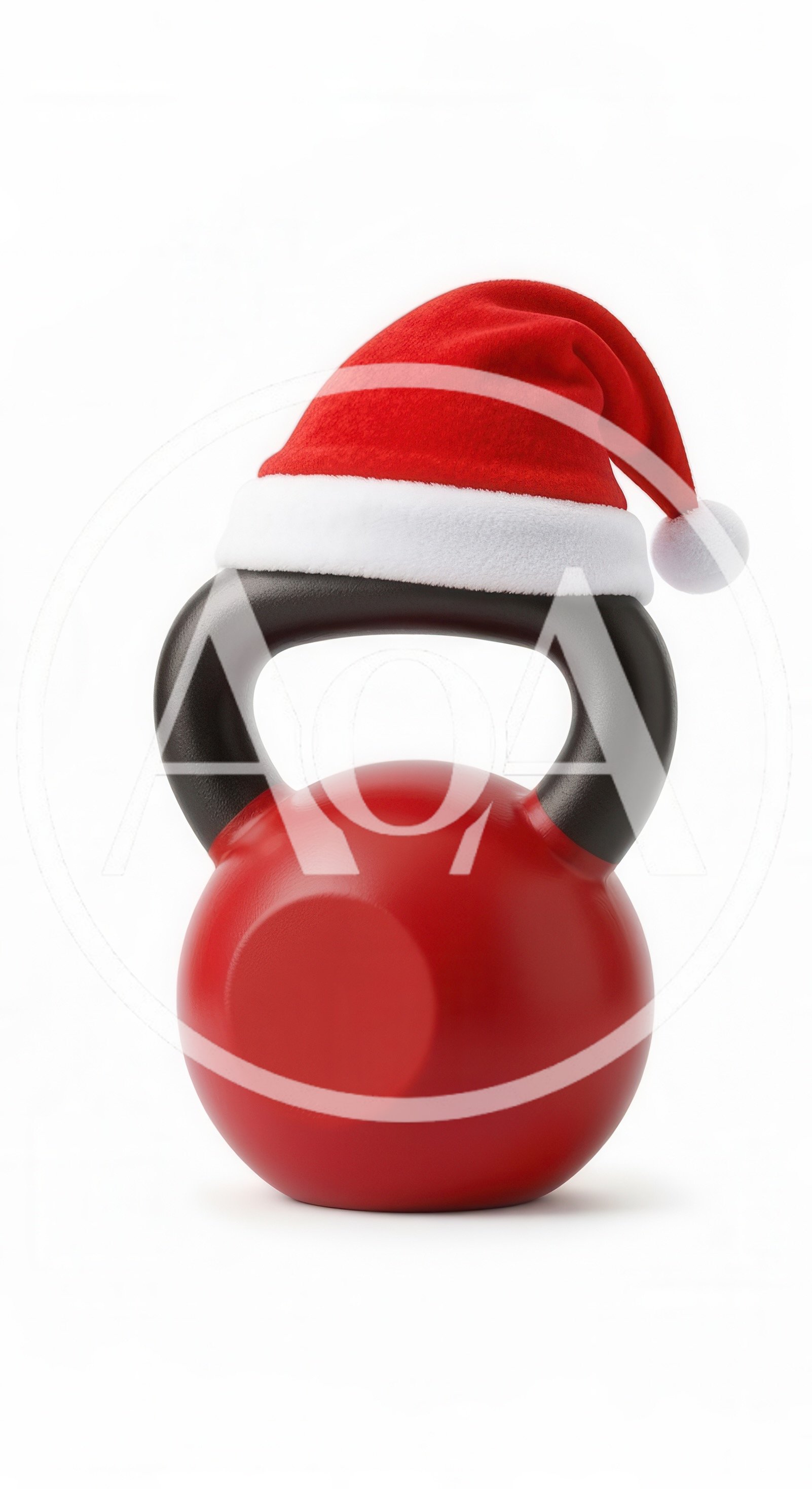 Red Kettlebell Wearing A Santa Hat