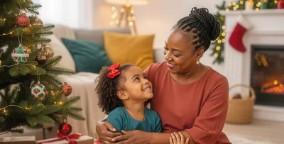Grandmother and Granddaughter Celebrating Christmas Together