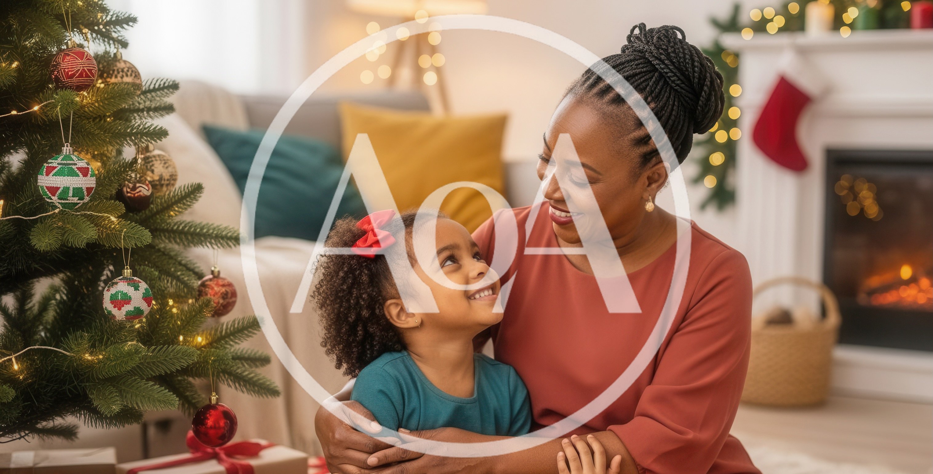 Grandmother and Granddaughter Celebrating Christmas Together