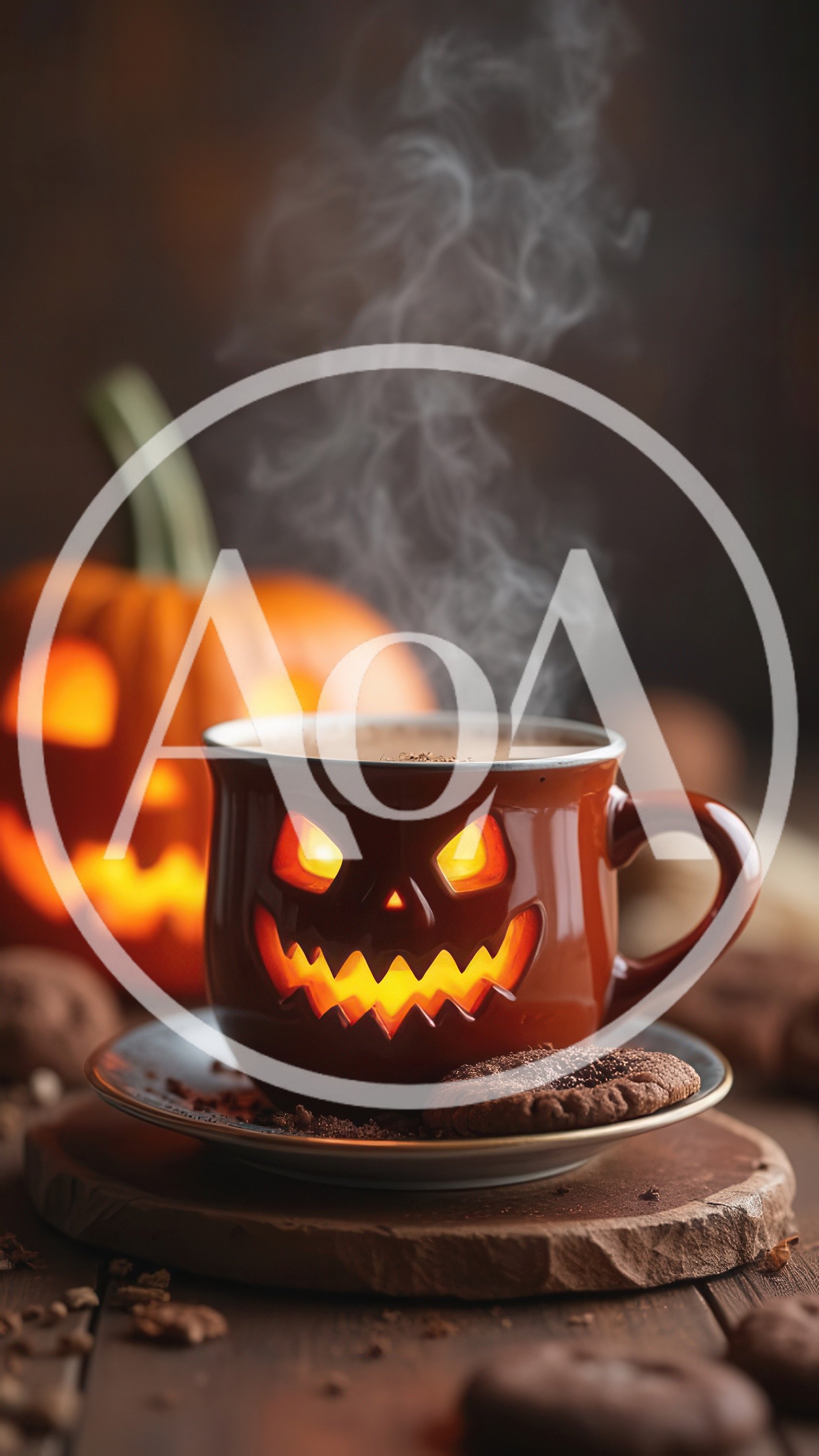 Steaming Jack O Lantern Mug With Halloween Cookie