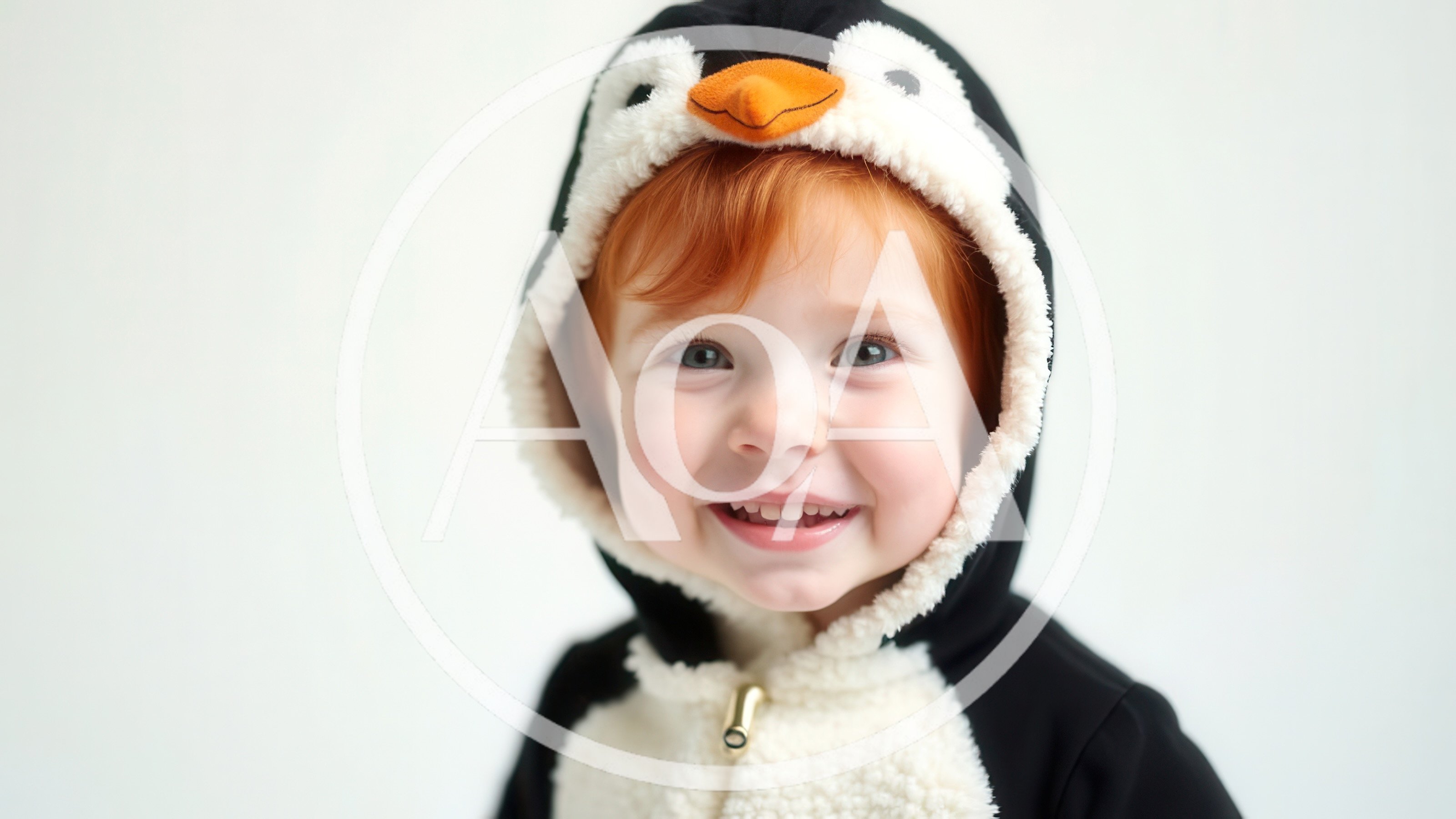 Happy Toddler Wearing A Cute Penguin Costume