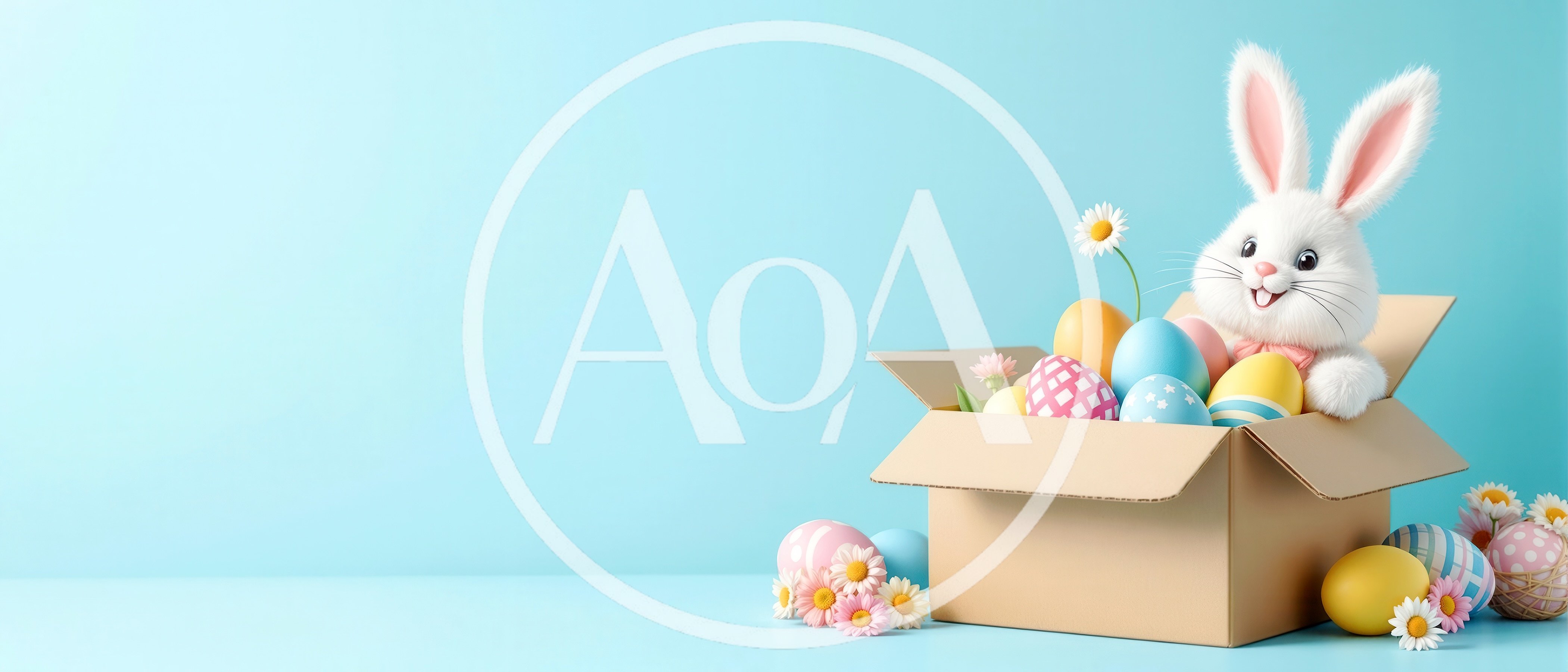 Cute Easter Bunny Sitting In A Cardboard Box