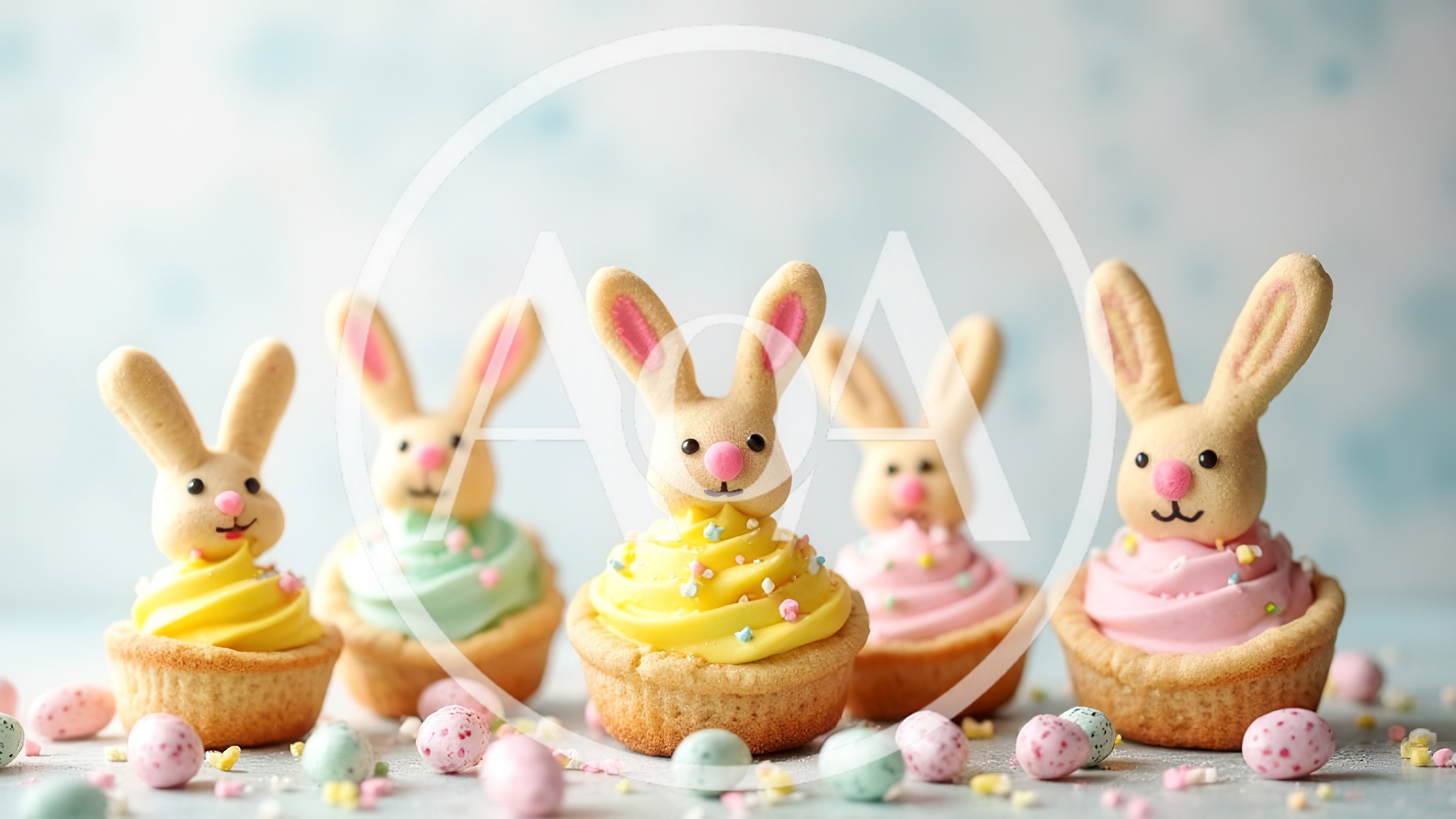 Easter Cupcakes With Bunny Cookie Toppers