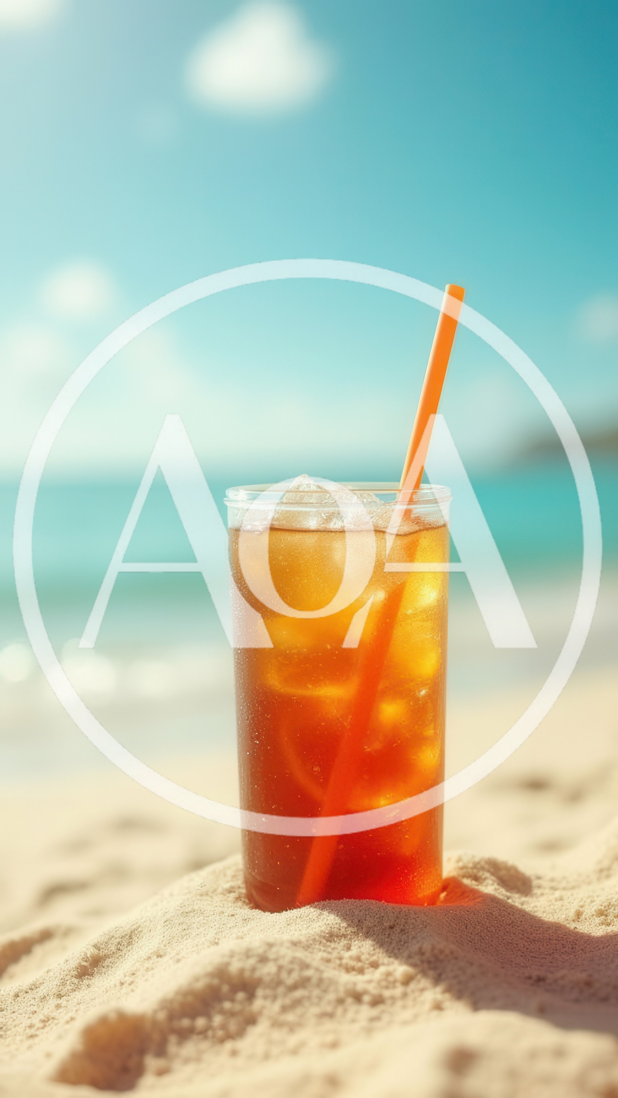 Iced Tea In A Glass On A Tropical Beach