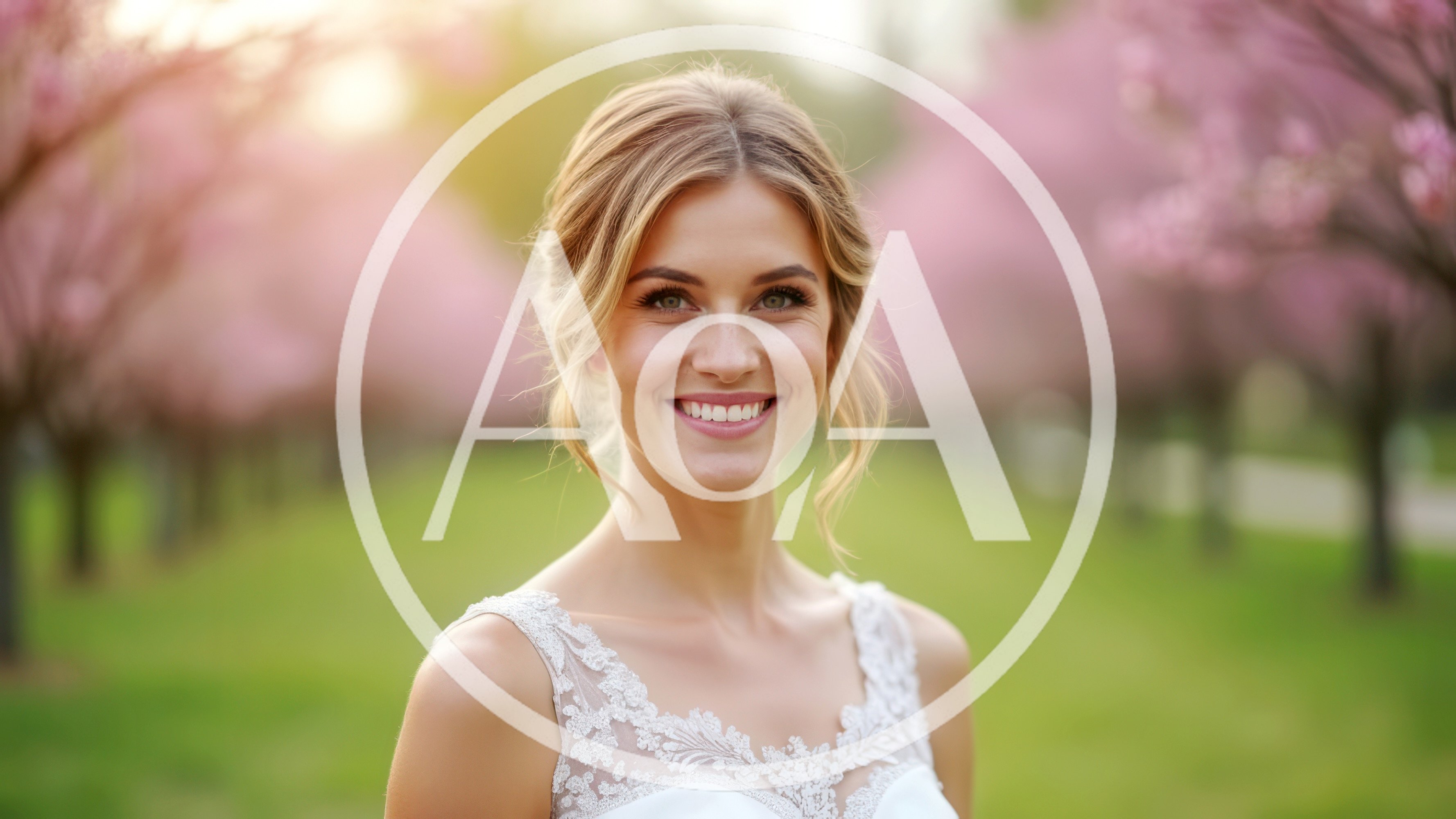 Smiling Bride In A Cherry Blossom Garden