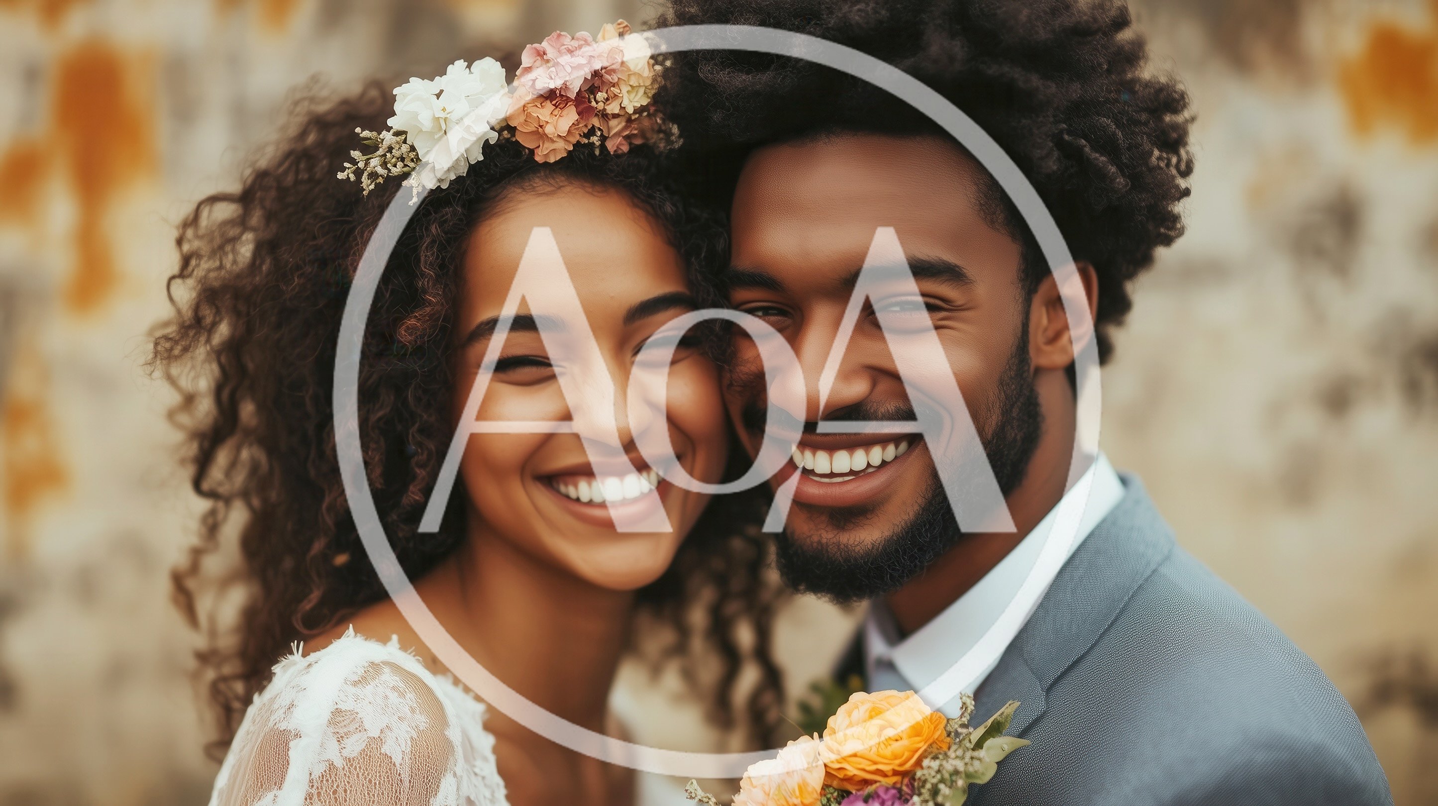 Happy Newlywed Couple Smiling Together Outdoors