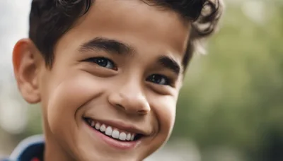 Close Up Portrait Of A Smiling Young Boy