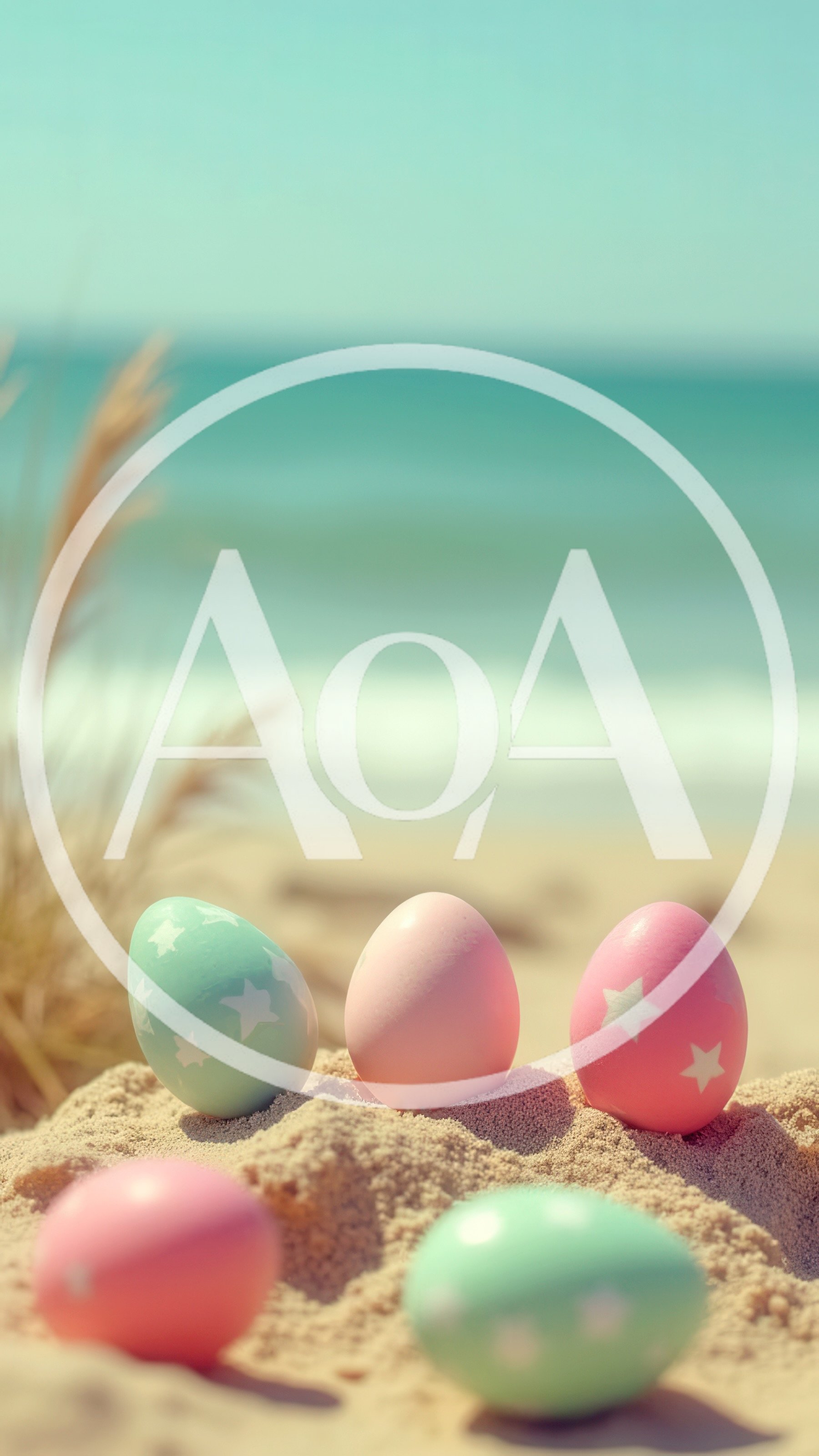 Pastel Easter Eggs Resting On Sandy Beach