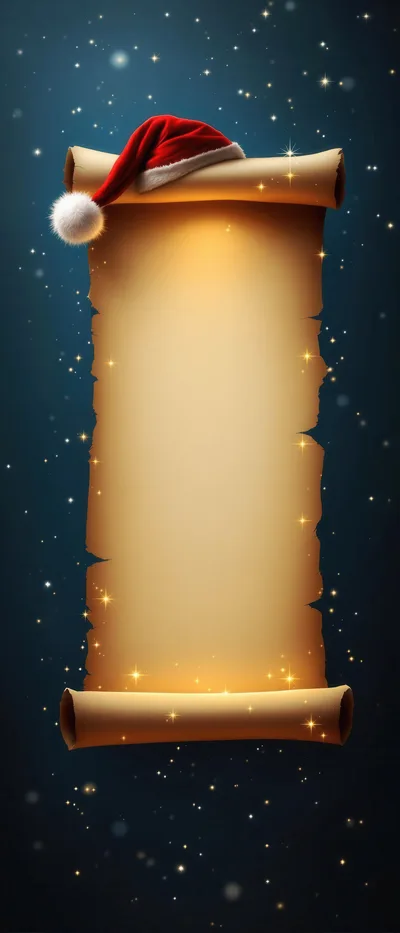 Christmas Scroll With Santa Hat On Dark Background