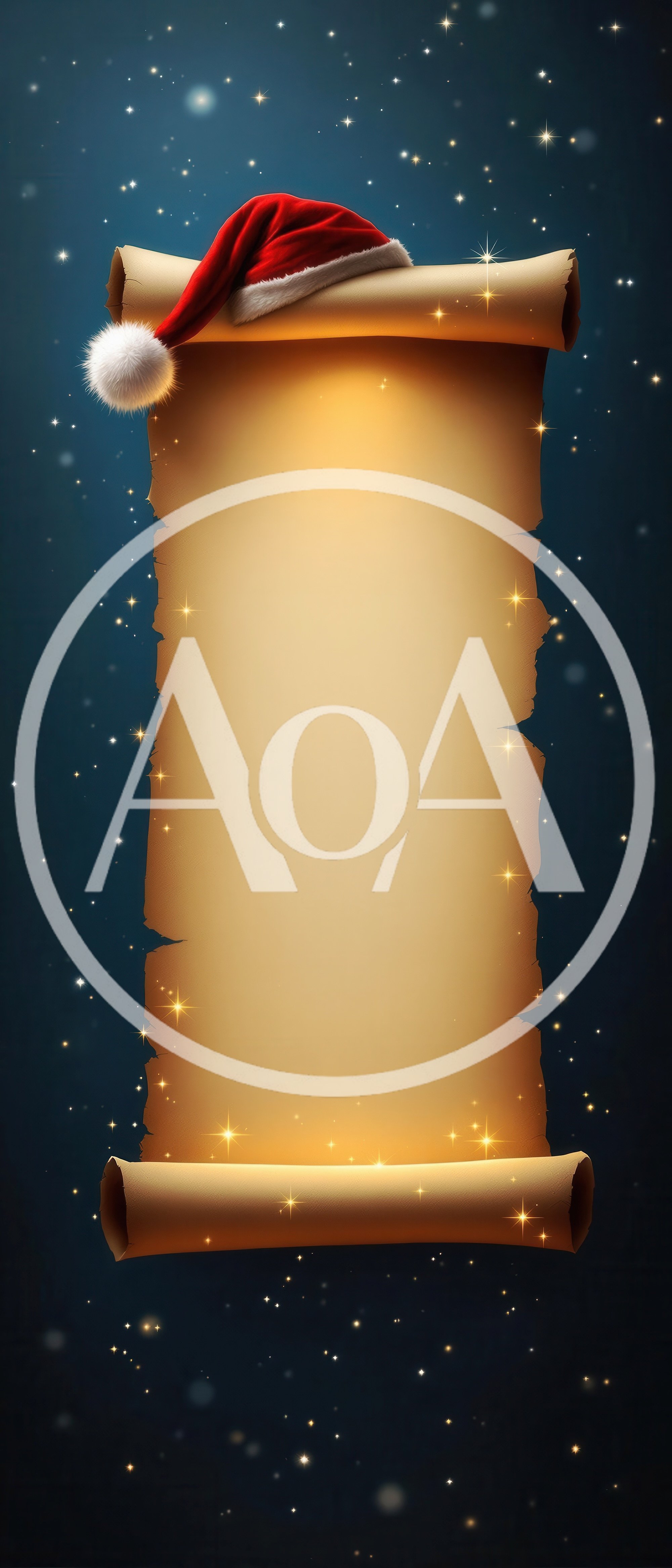 Christmas Scroll With Santa Hat On Dark Background