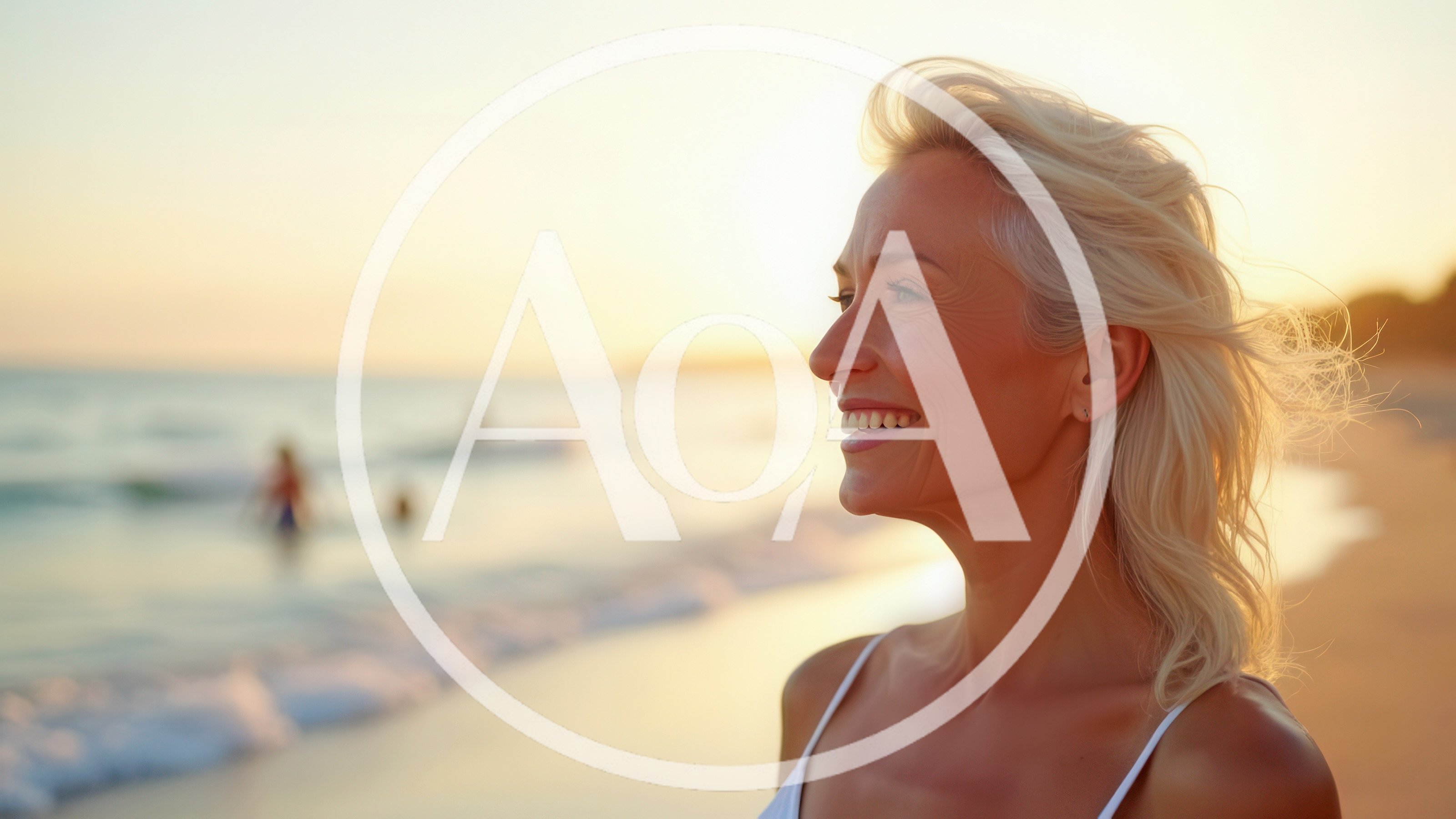 Smiling Mature Woman Enjoying Sunset At The Beach