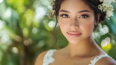 Portrait Of A Beautiful Bride With Floral Hair Accessories